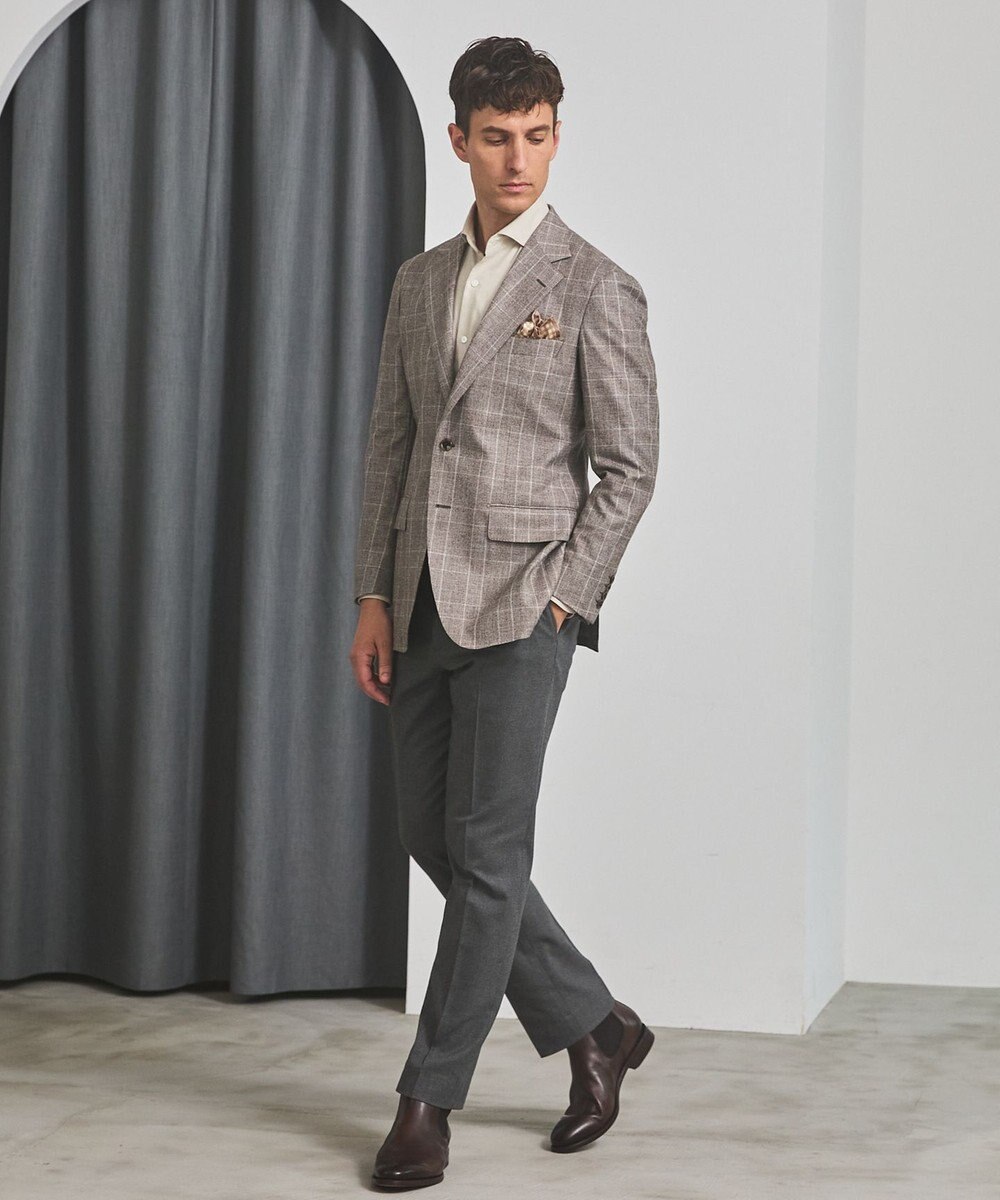 GOTAIRIKU 【CANONICO/カノニコ】サキソニーウールコットンブレンド ジャケット_ブラウンチェック 