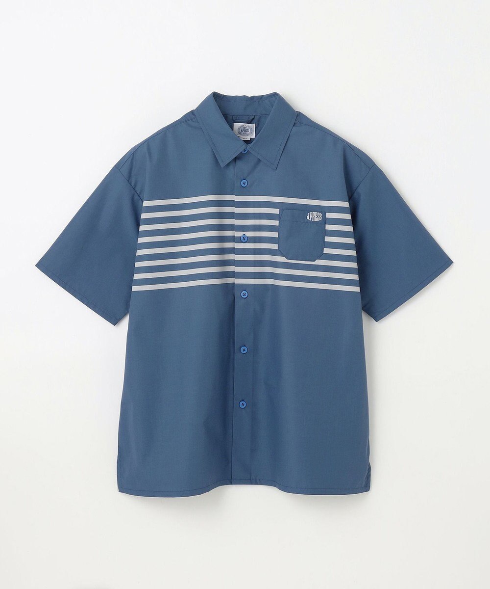 J.PRESS KIDS 【140-170cm】TCブロード パネルボーダープリント シャツ 
