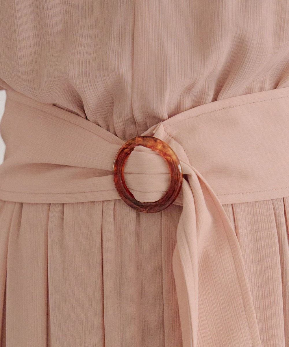 Tiaclasse 【洗える】花びらスリーブベルト付きワンピース 