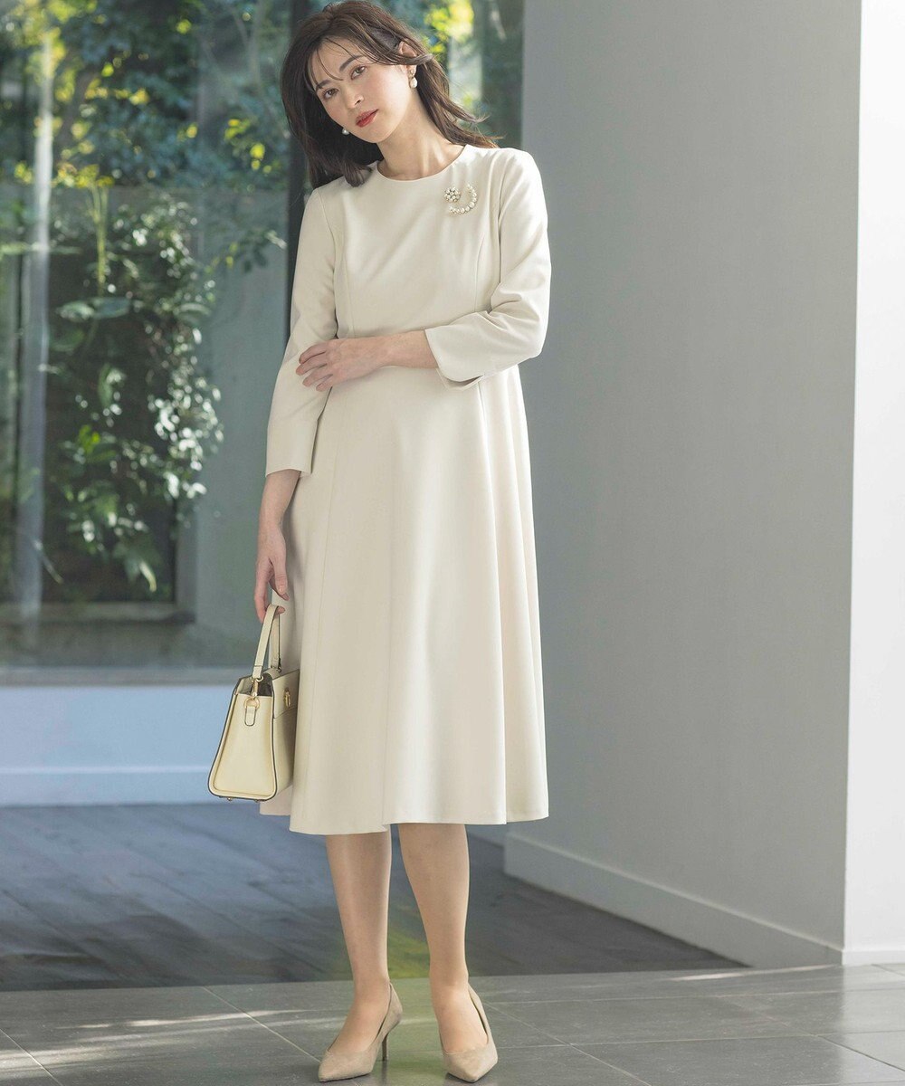 組曲 L 【KUMIKYOKU NAVY】コンフォータブルドレープ フレアワンピース 