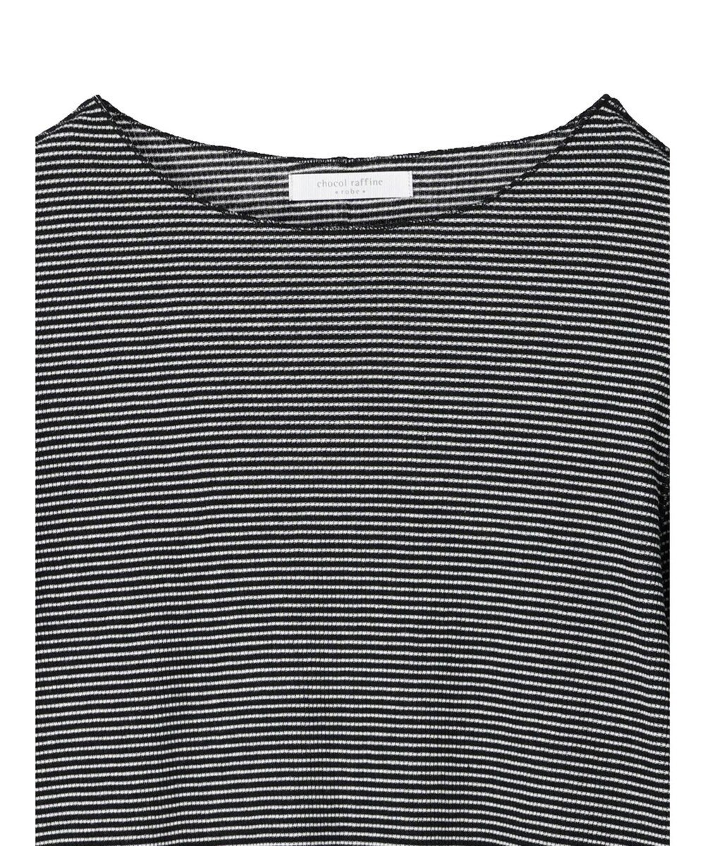 Green Parks メローリブ５分袖ボーダープルオーバー 