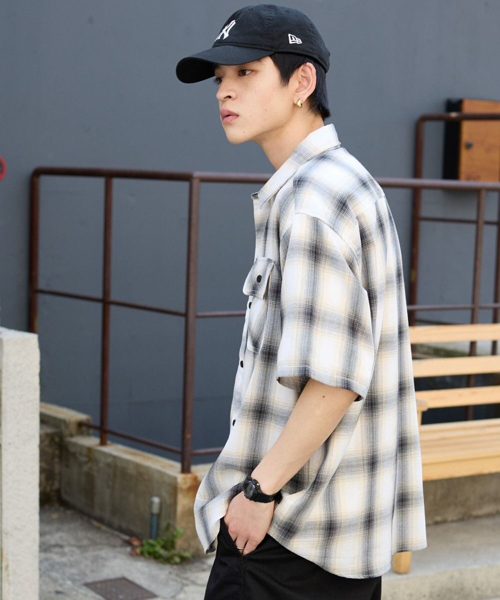 WEGO 【ユニセックス着用ITEM/SMLサイズ展開】オンブレチェックシャツ（SS） 