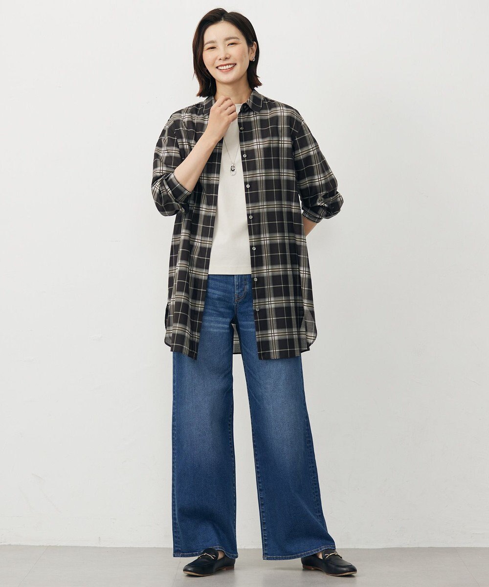 J.PRESS LADIES 【WEB限定カラーあり・洗える】SOFT SHEER チェック ロング シャツ 