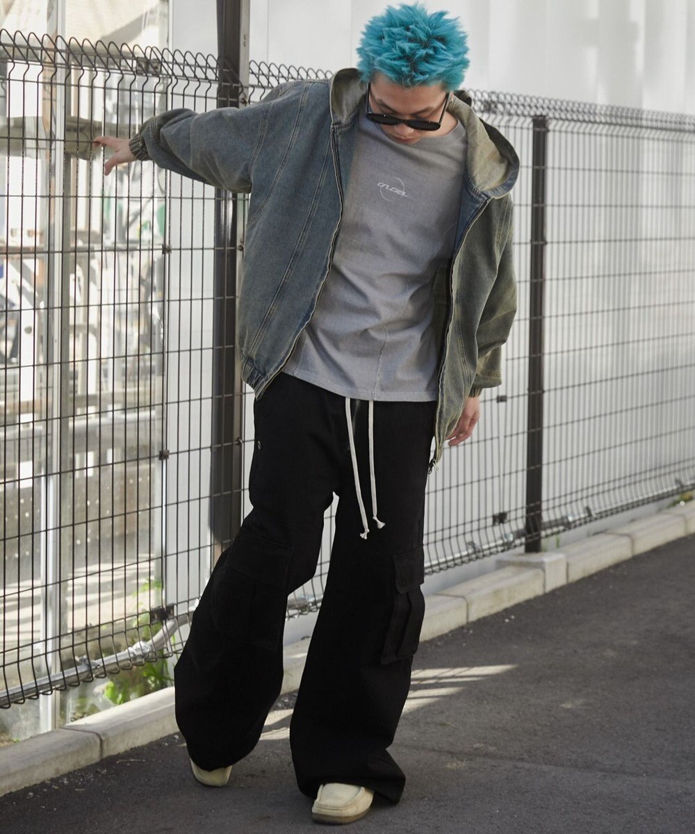 WEGO 【ウエストゴム】スーパーフレアカーゴパンツ 