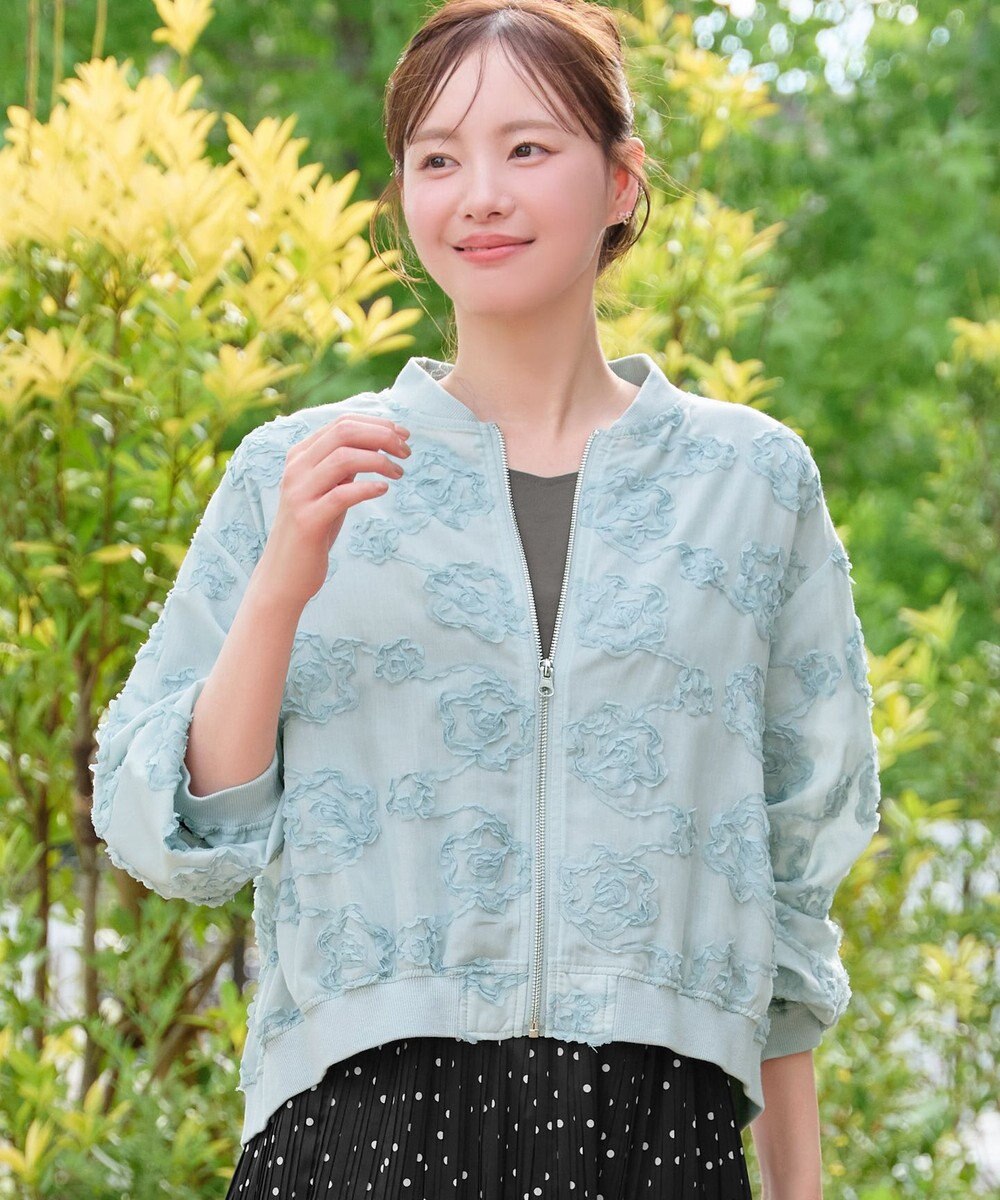 Tiaclasse 立体フラワーレースブルゾン 
