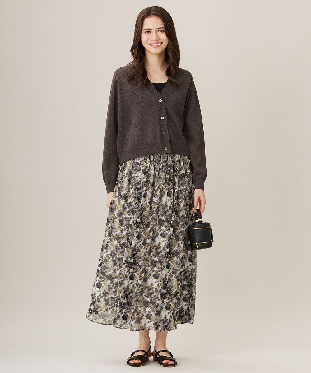 自由区 【洗える】ペーパーブレンドショート カーディガン 