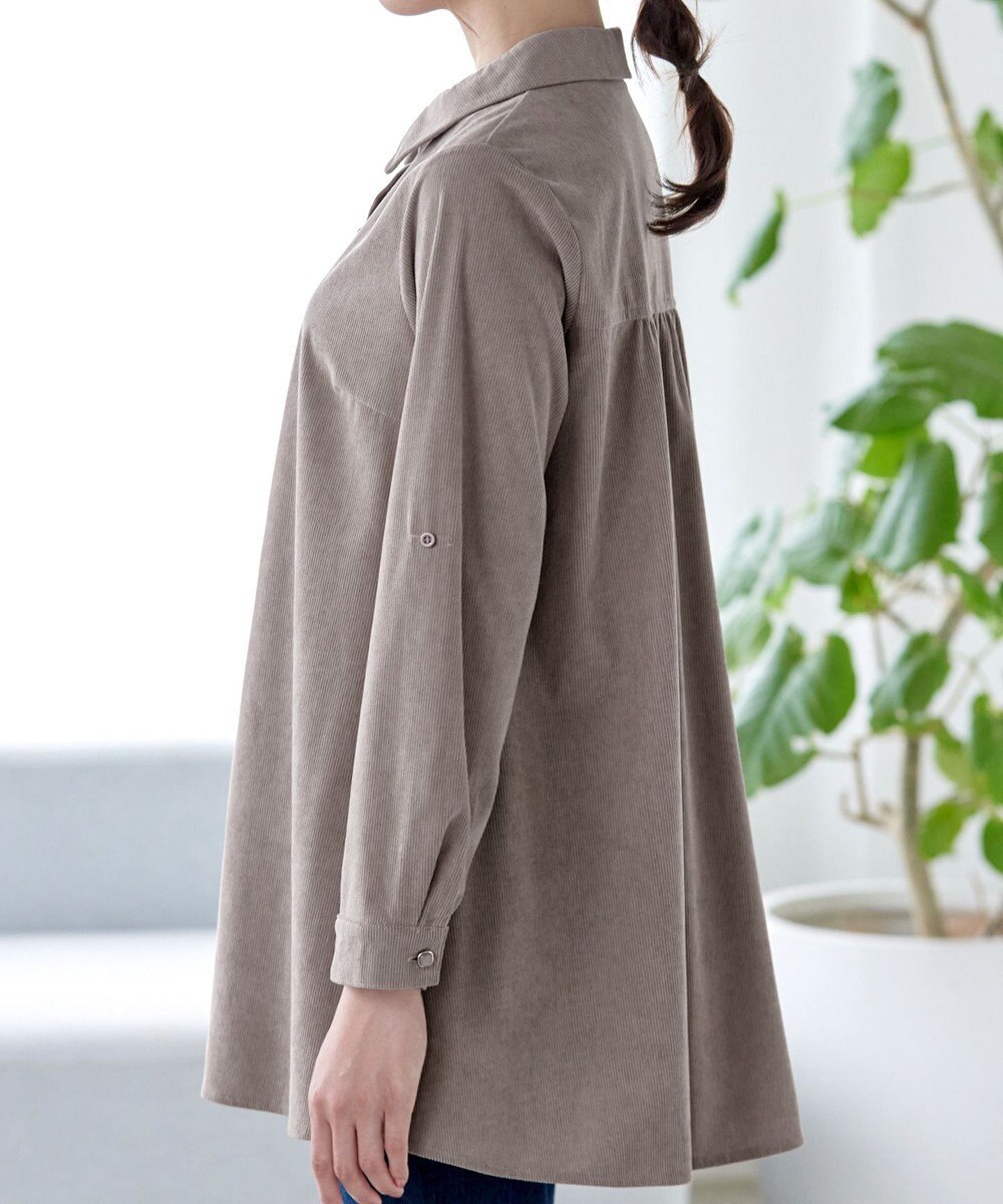 Tiaclasse L 【洗える】コーデュロイシャツチュニックブラウス 