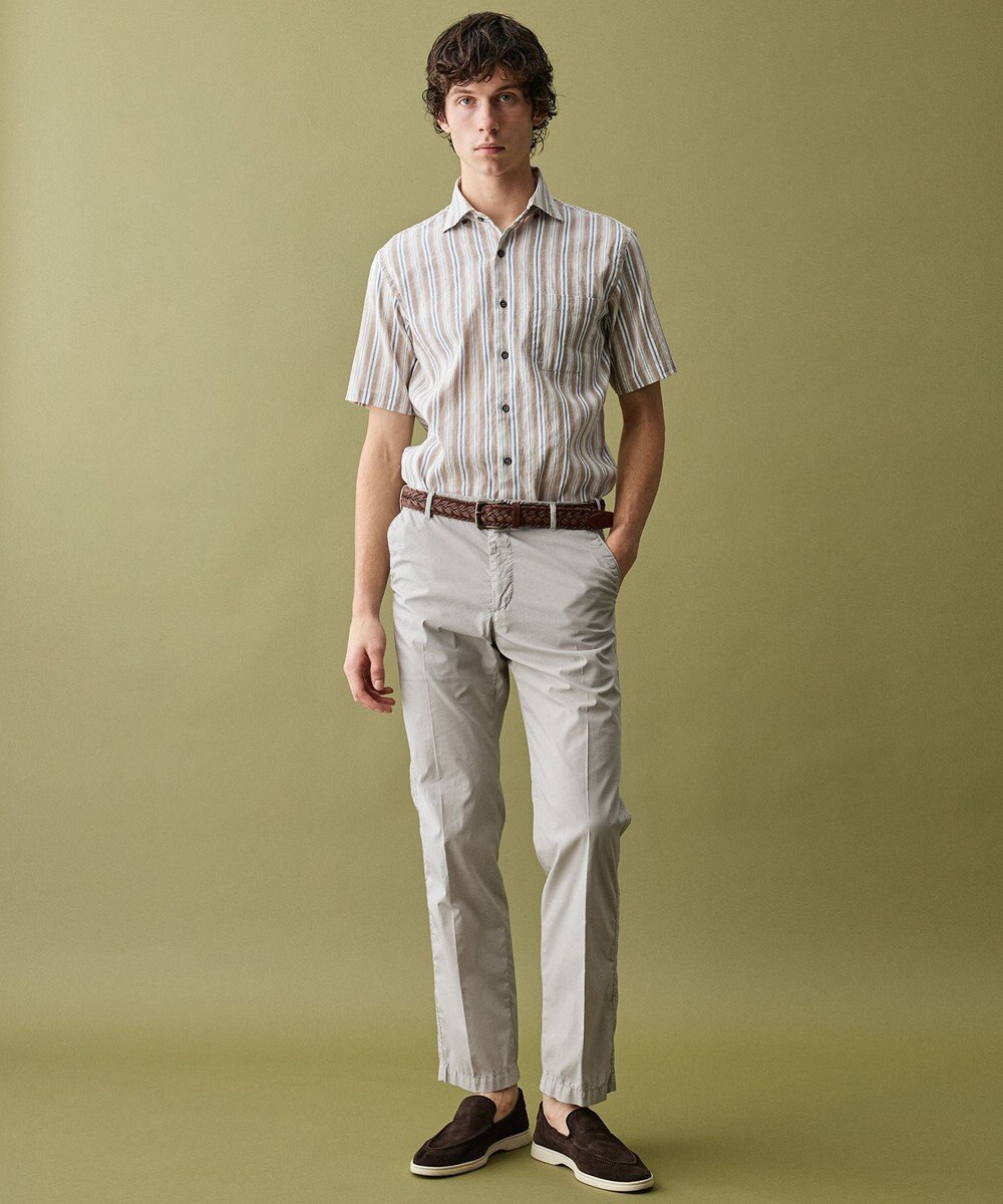 JOSEPH ABBOUD 【キングサイズ・清涼・リネンブレンド】コットンリネン ボイルコード　半袖 シャツ 