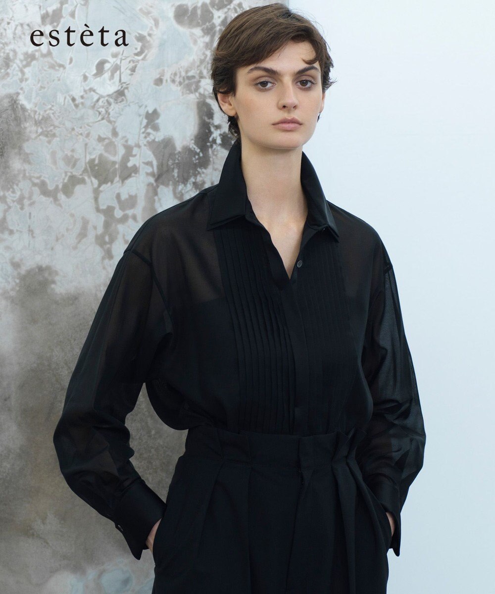 23区 L 【エステータ】コットンオーガンジー ドレスシャツ 