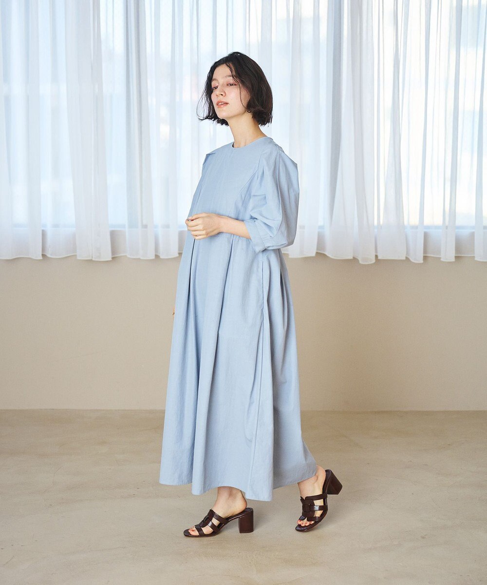 #Newans 【撥水加工/洗濯機可能】〈小柄さんにお勧め〉パフスリーブフレアワンピース 