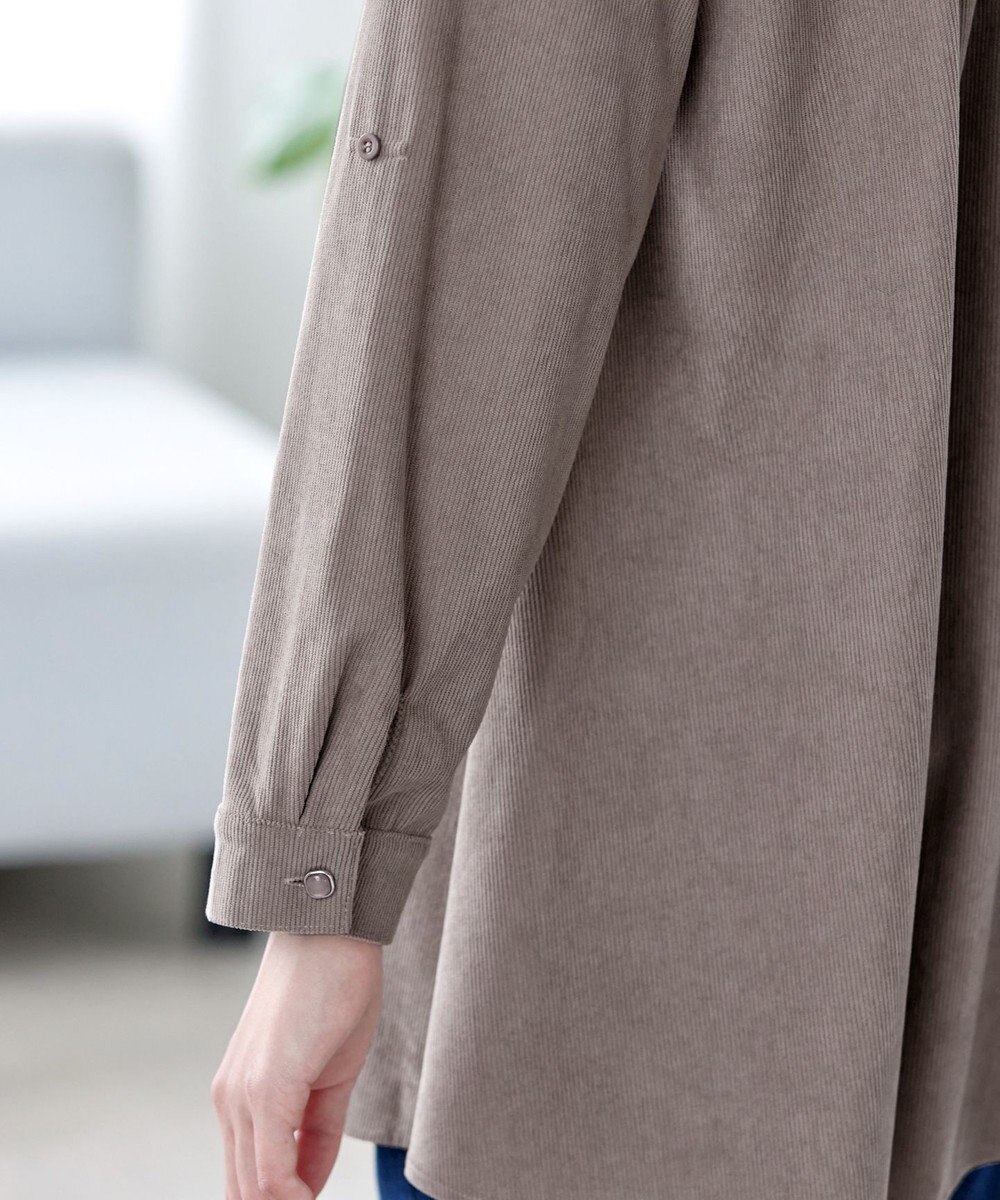 Tiaclasse L 【洗える】コーデュロイシャツチュニックブラウス 