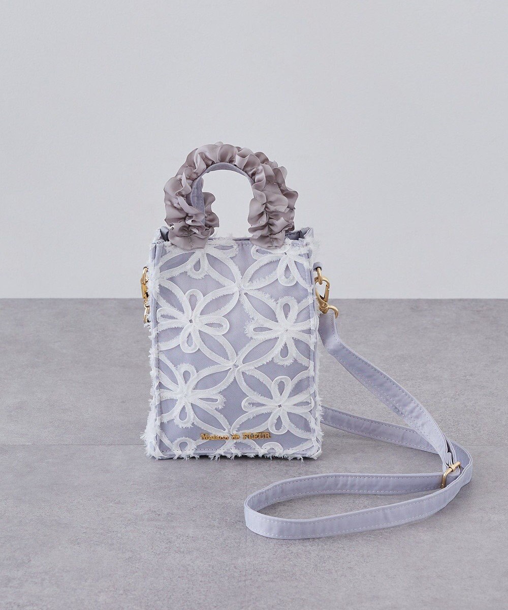 Maison de FLEUR チュールフラワーフリルミニショルダートートバッグ 