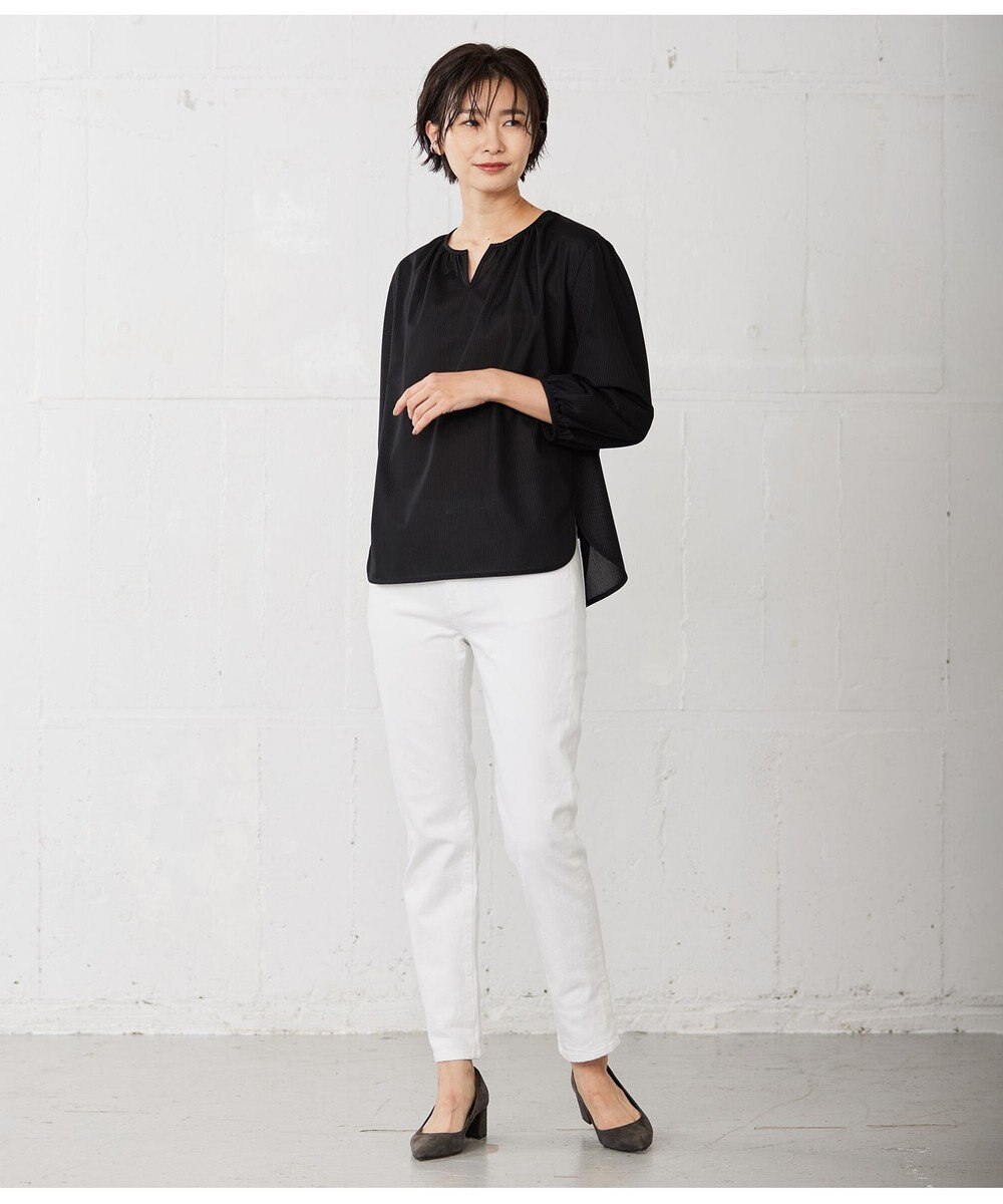 J.PRESS LADIES S 【WEB限定カラーあり・洗える・イージーケア】 アーネストストライプ スリットネック カットソー 