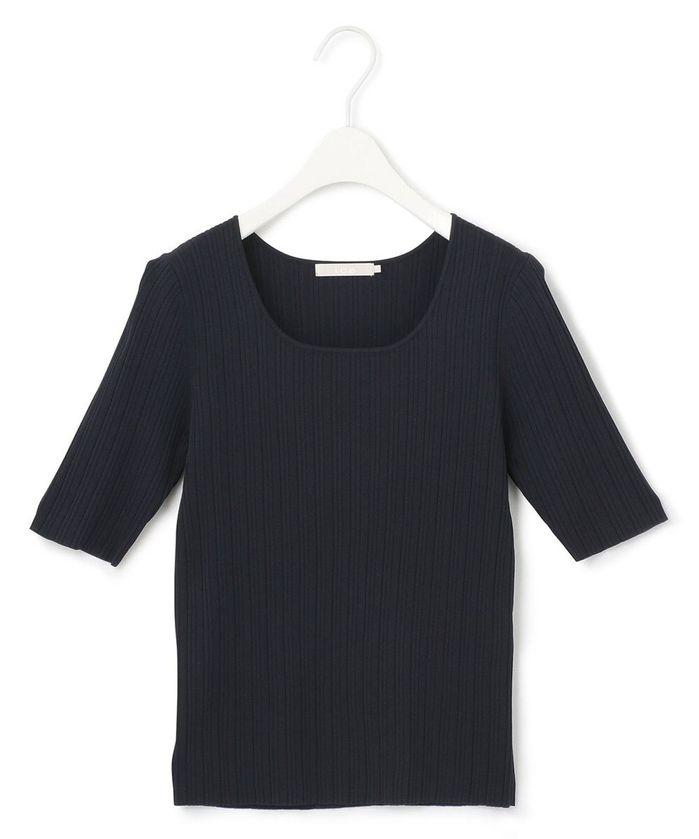 ICB L 【新色追加・洗える】シンセティックハイゲージ 5分袖リブニット 