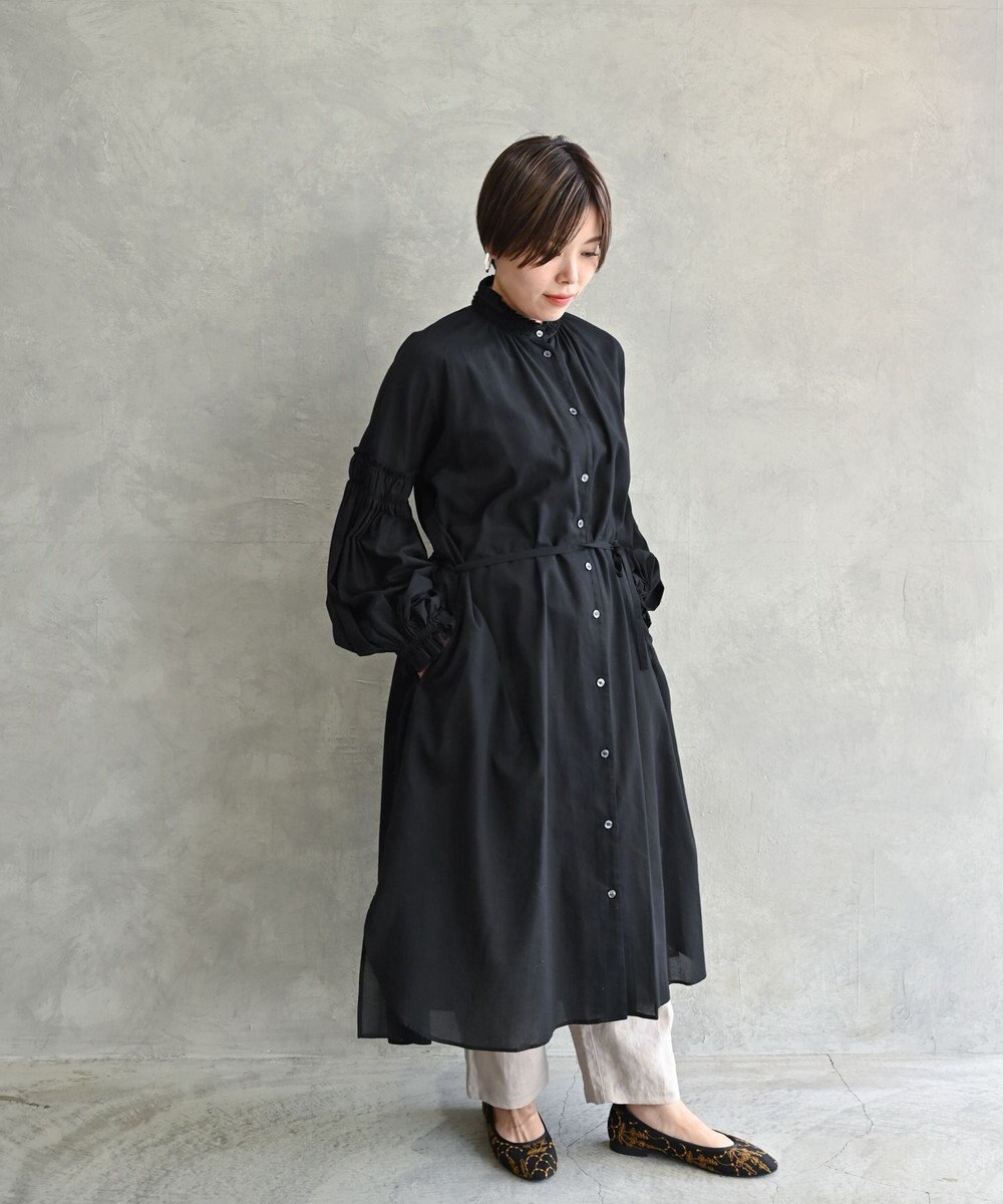 muuc 〈コットン100%強撚糸〉〈2WAY〉〈遠州織物の工場で織られた上質な生地〉〈シースルー〉〈ドライタッチ〉コットンドビーギャザー 羽織り＆ワンピースドレス 