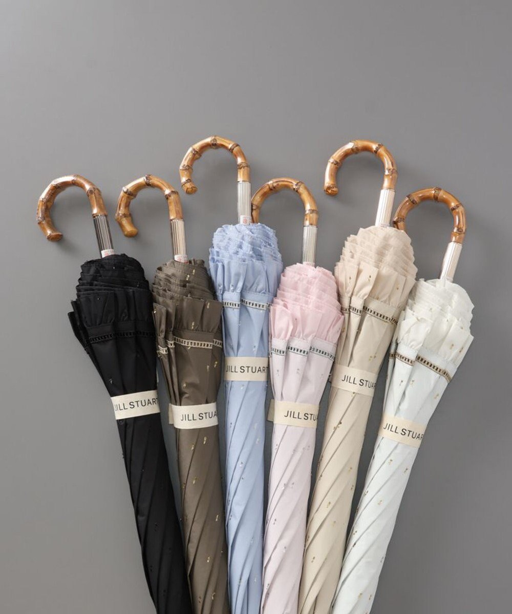 AURORA 【 JILL STUART（ジル スチュアート）】ラメドットカットジャカードフリル晴雨兼用パラソル(長傘) 