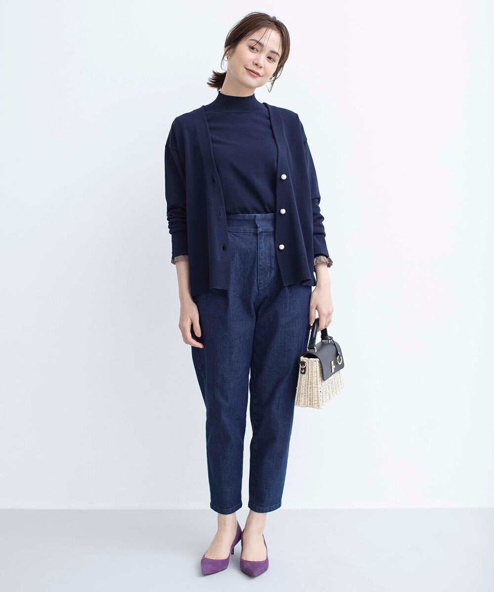 組曲 ライトデニム テーパードクロップドパンツ 