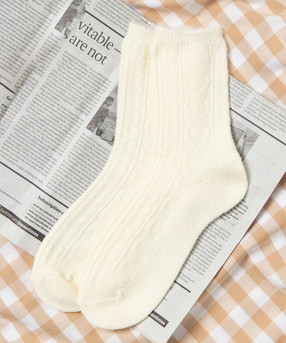 WEGO 【あったか】ぽかぽか裏起毛ハートケーブルソックス 