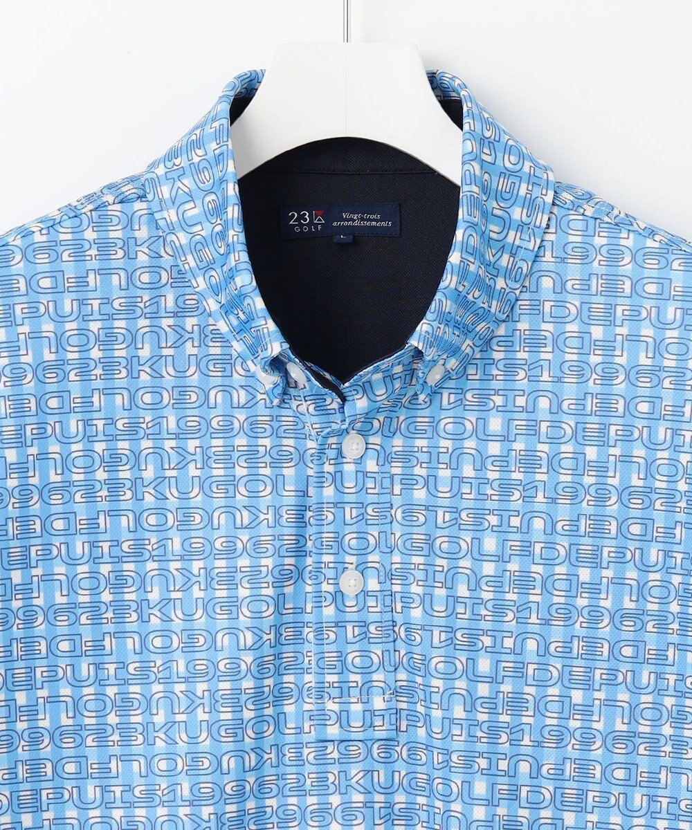 23区GOLF 【MEN】【UVケア/吸水速乾】ギンガムチェックロゴ 半袖ポロシャツ 