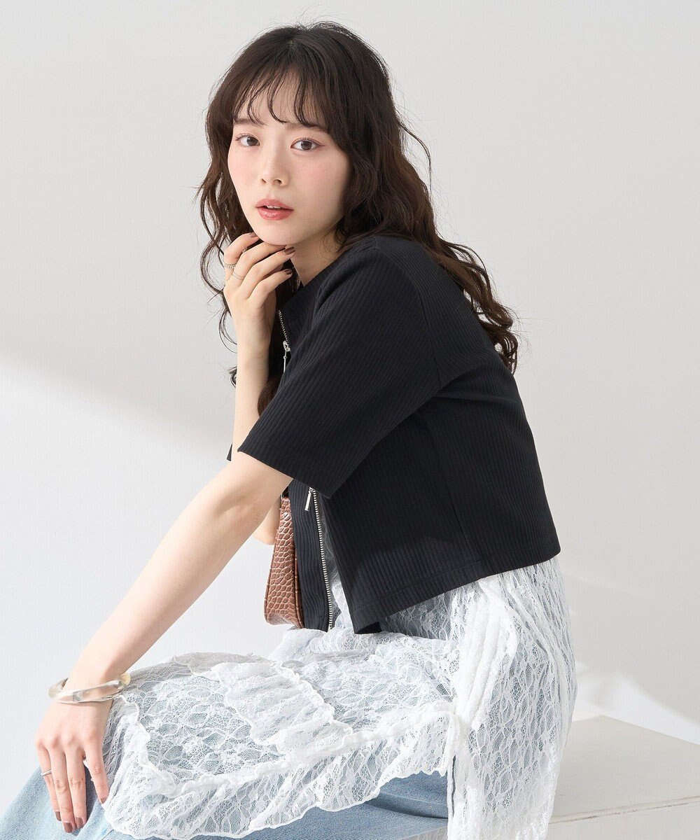 earth music&ecology カットリブＷジップカーディガン 