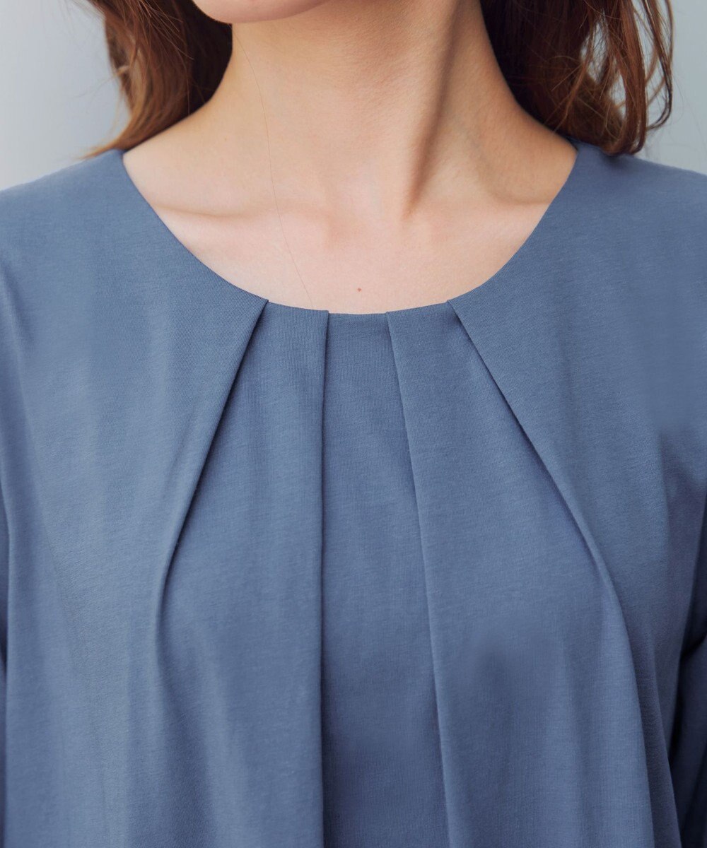 Tiaclasse L ランタンパフ袖カットソー切替チュニック 