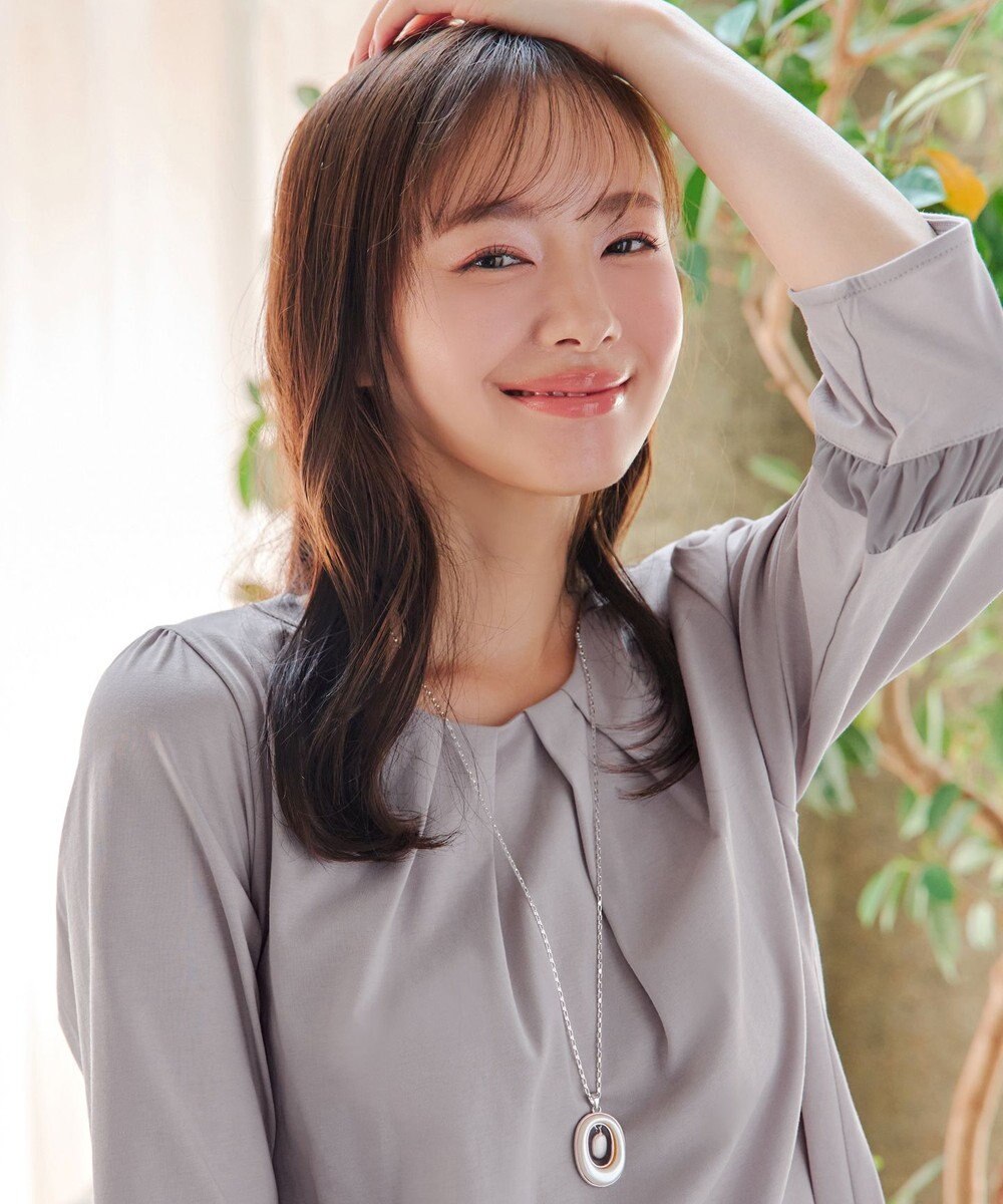 Tiaclasse L ランタンパフ袖カットソー切替チュニック 