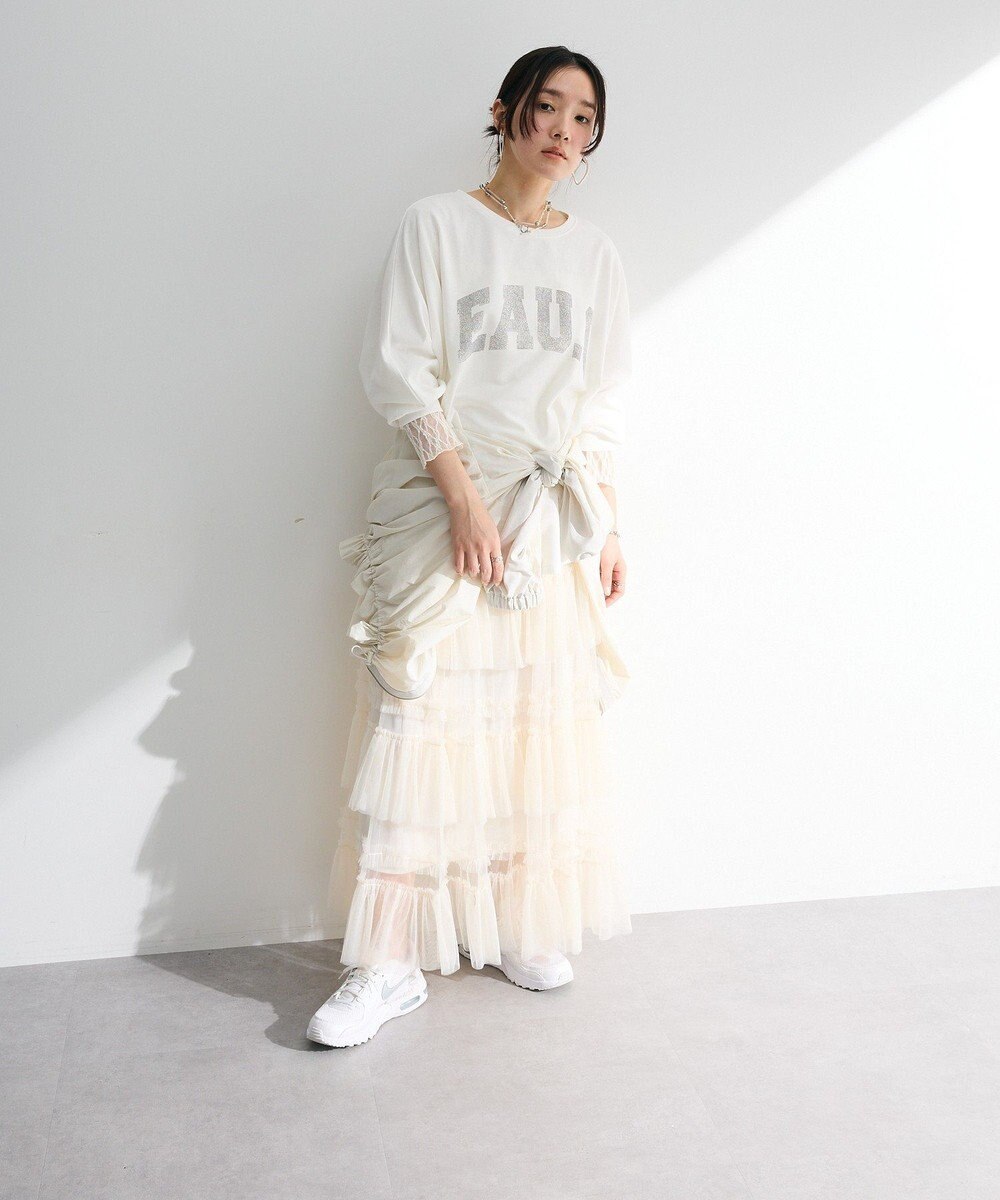 Green Parks ７分袖ミニ裏毛ドルマンロゴプルオーバー 