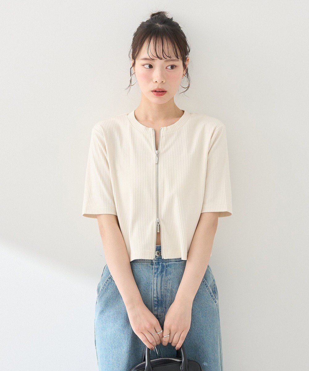 earth music&ecology カットリブＷジップカーディガン 