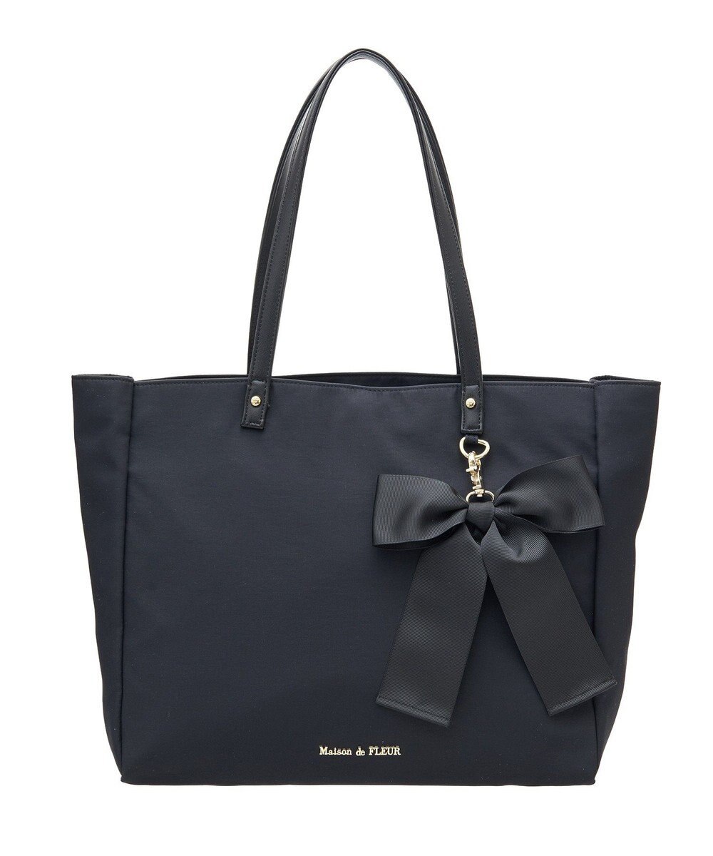 Maison de FLEUR リボンチャーム付き3ルームトートバッグ 