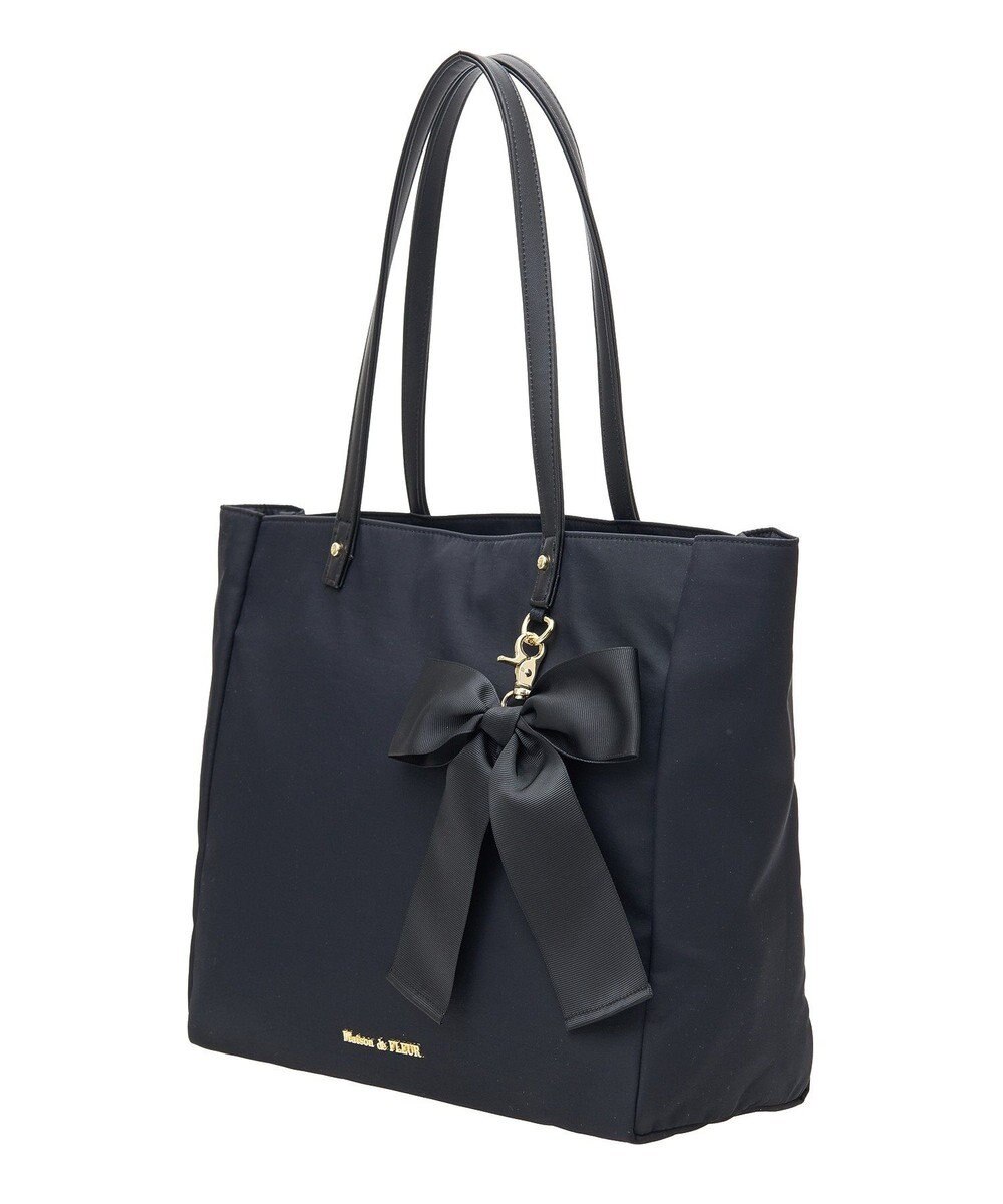 Maison de FLEUR リボンチャーム付き3ルームトートバッグ 