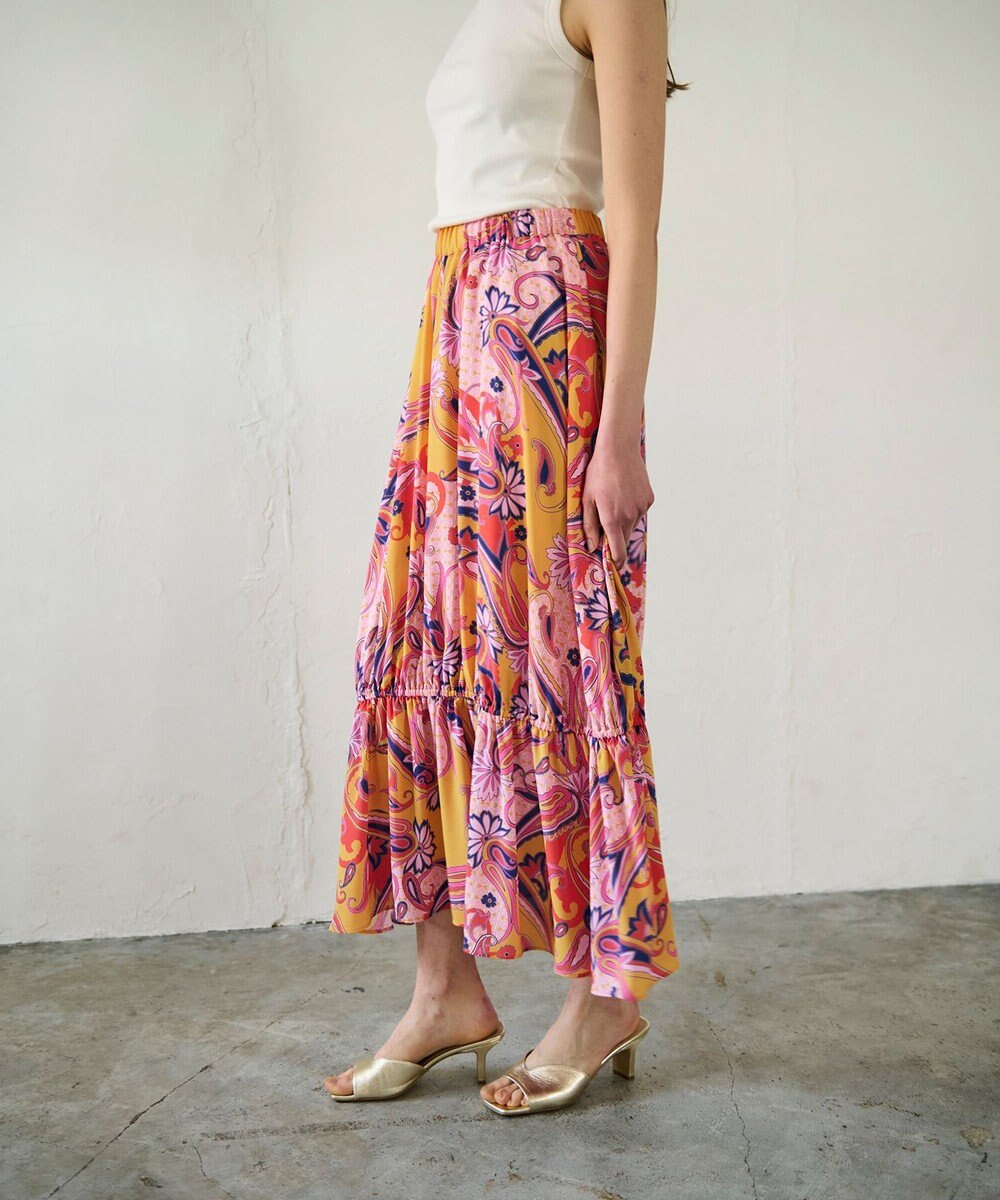 GRACE CONTINENTAL ペイズリープリントギャザスカート 