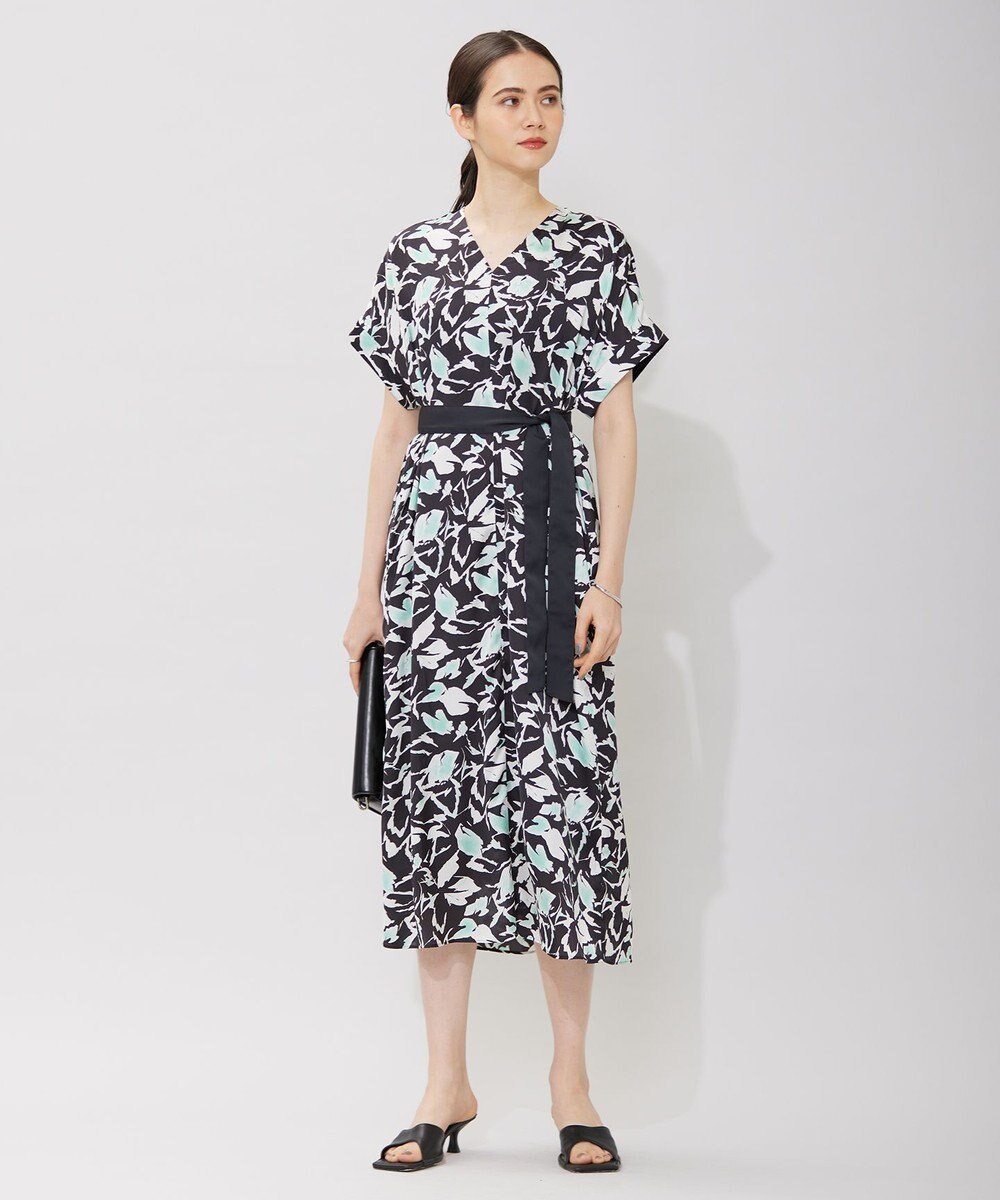 ICB 【洗える】 ウォーターフラワープリント ワンピース 