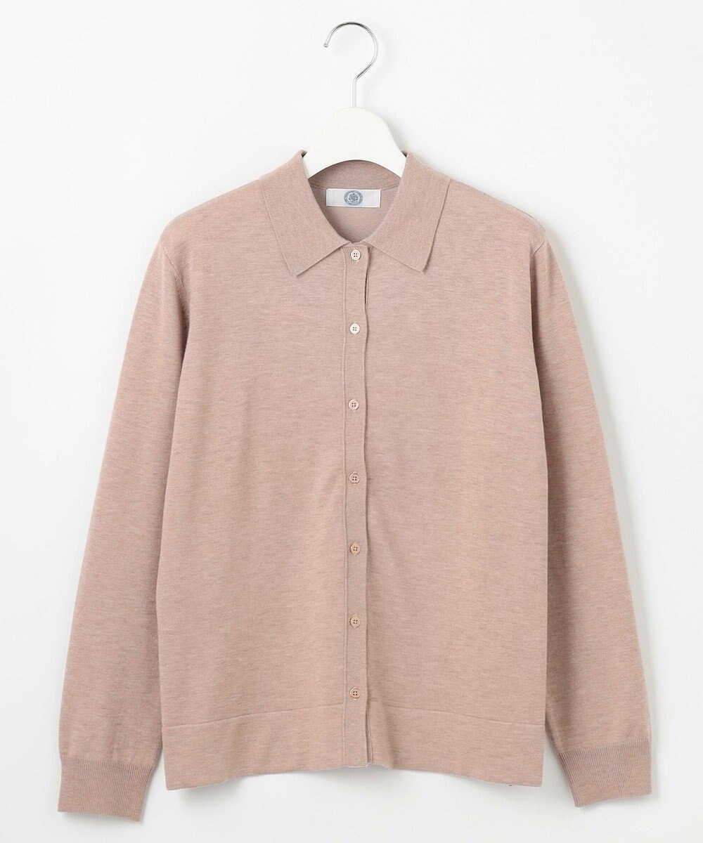 J.PRESS LADIES L 【洗える】WORSTED WOOL BLEND ポロ襟付き カーディガン 
