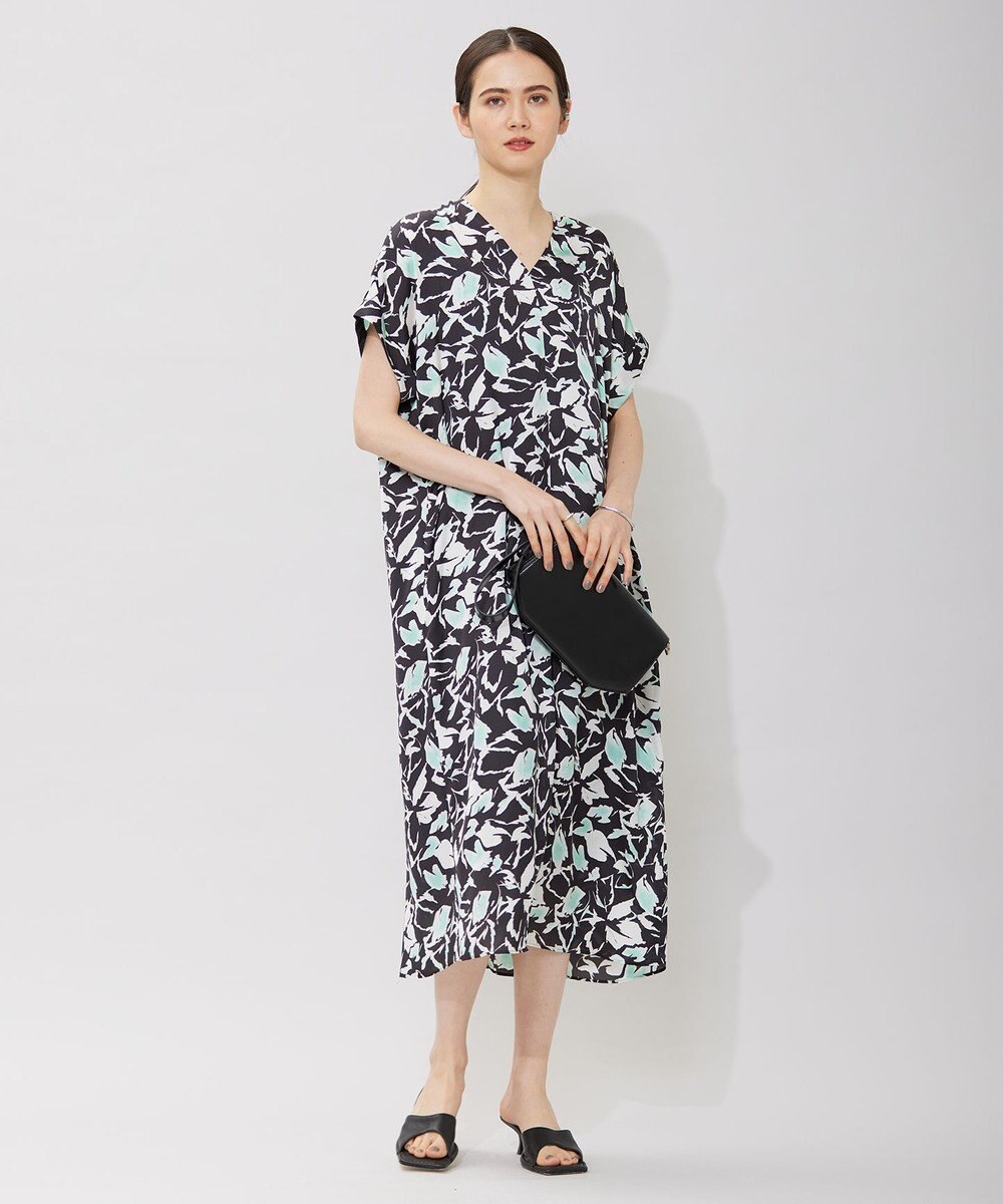 ICB 【洗える】 ウォーターフラワープリント ワンピース 