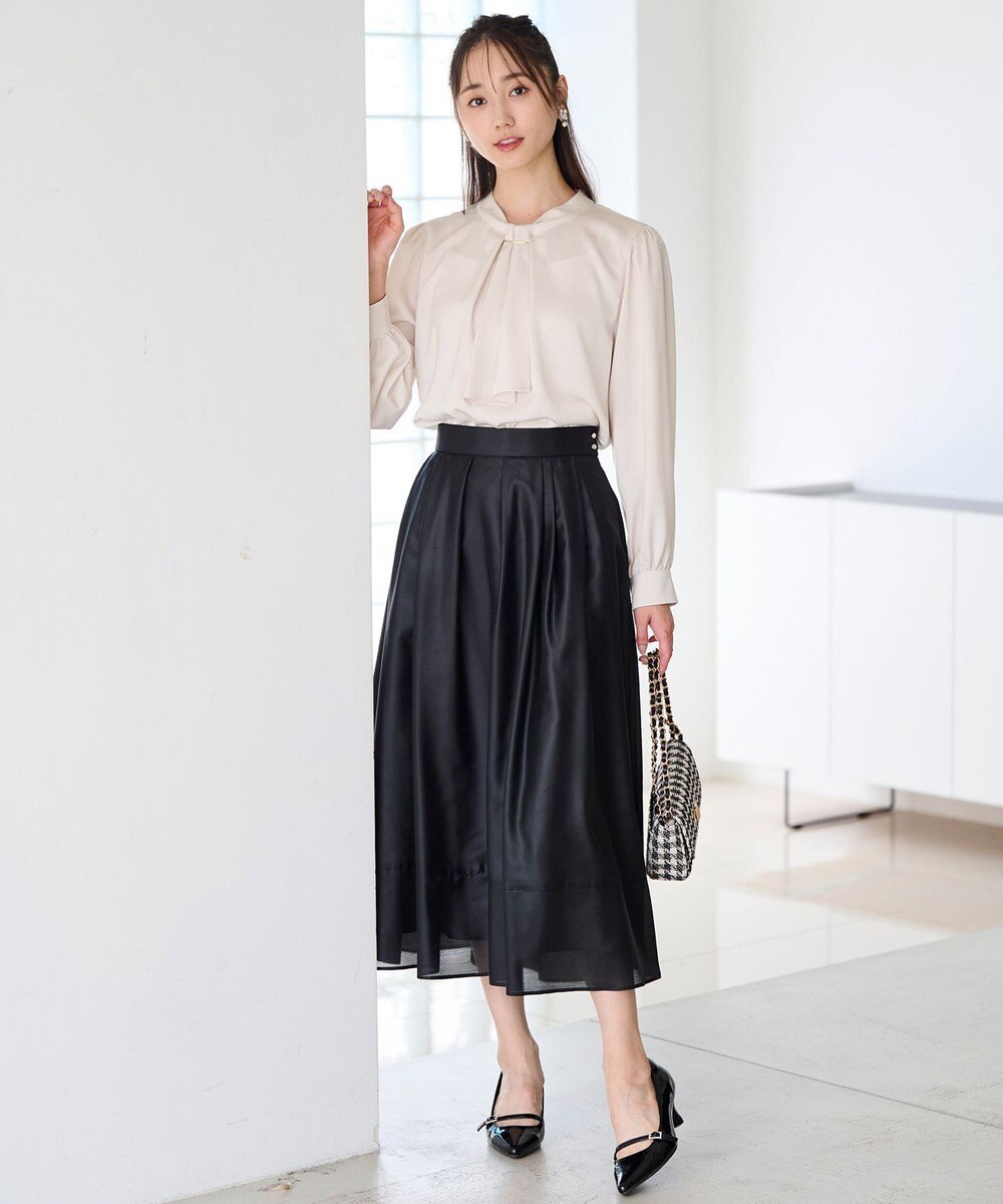 ANY SIS 【洗える】シアーチンツタック スカート 