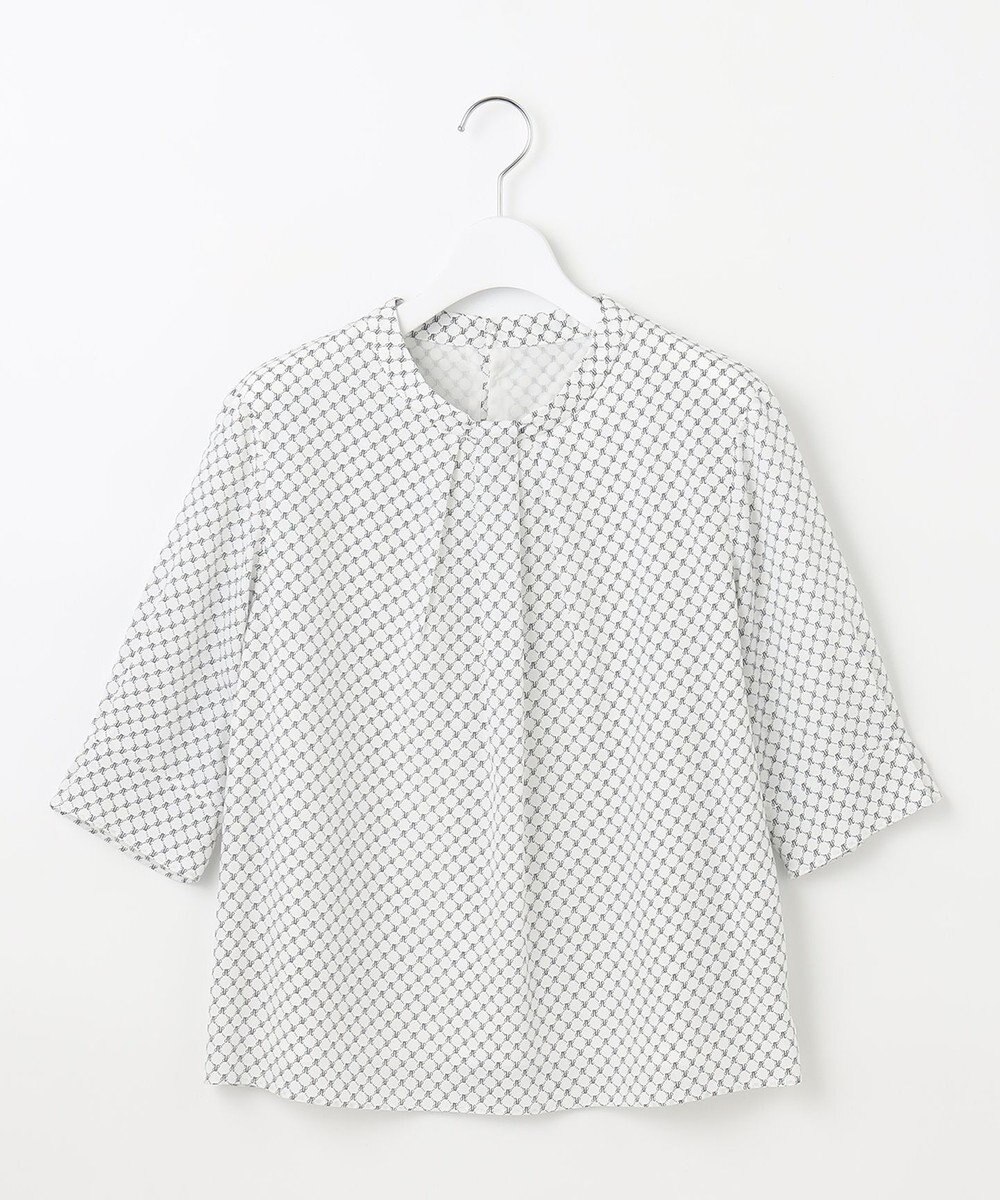 J.PRESS LADIES L モノグラムプリント ボウタイ風 カットソー 