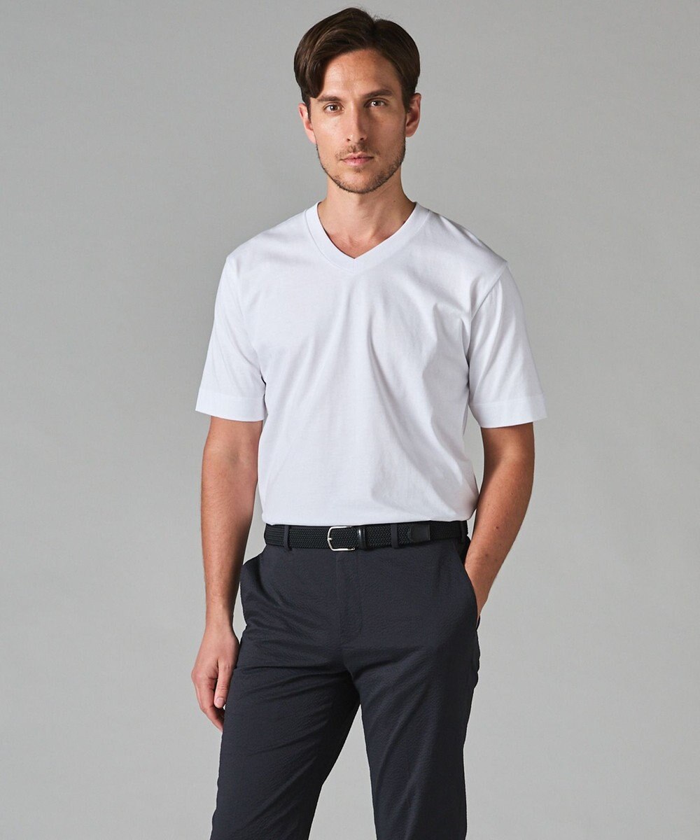 GOTAIRIKU ビジネスインナー/下着兼用【パックT】5.6oz 綿100％ スムース光沢加工 Tシャツ（Vネック/2枚セット） 