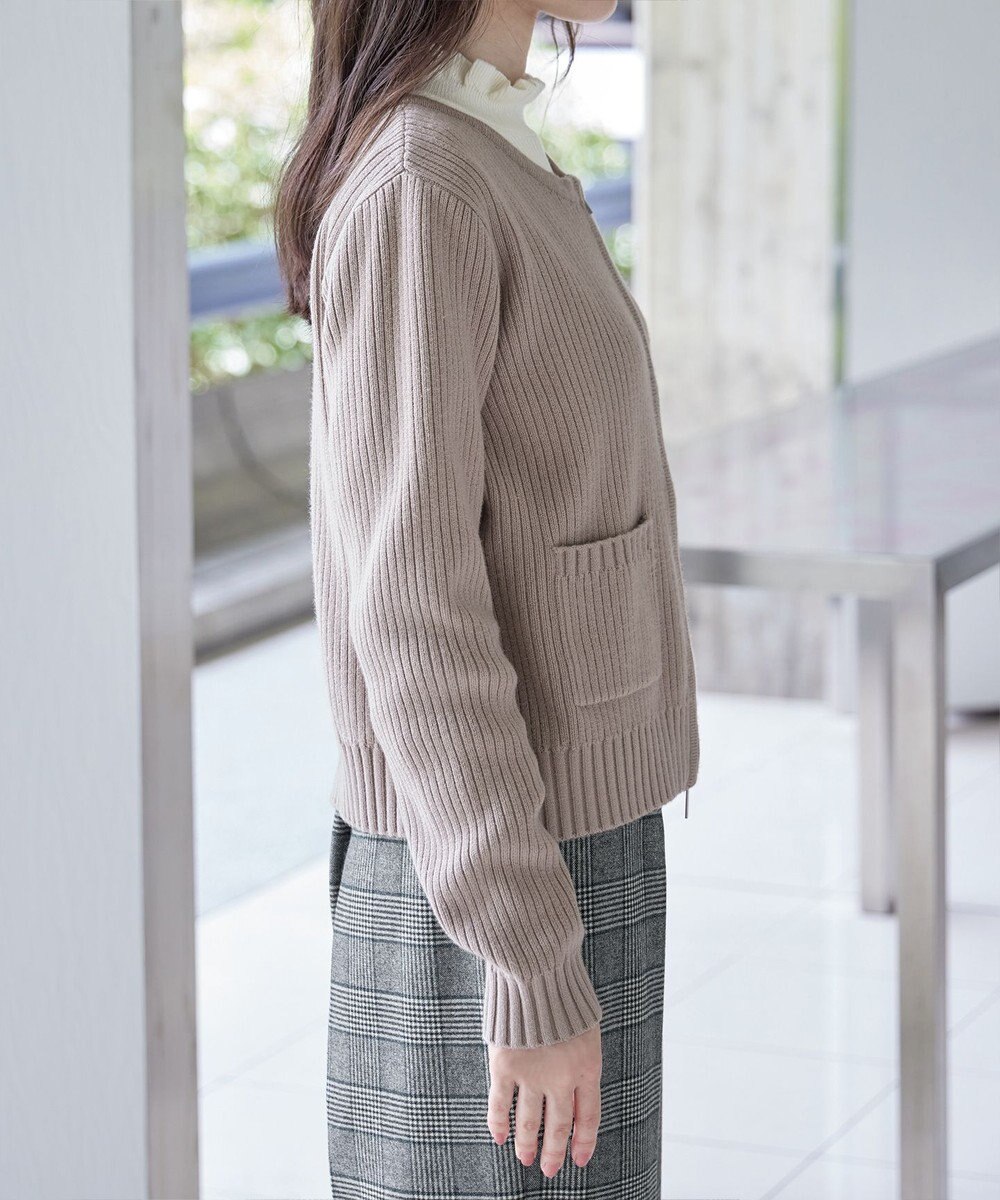 Tiaclasse L 【洗える】ダブルジップリブ編みカーディガン 