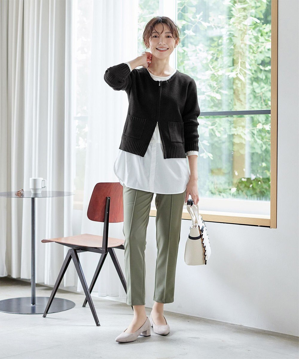 Tiaclasse L 【洗える】ダブルジップリブ編みカーディガン 