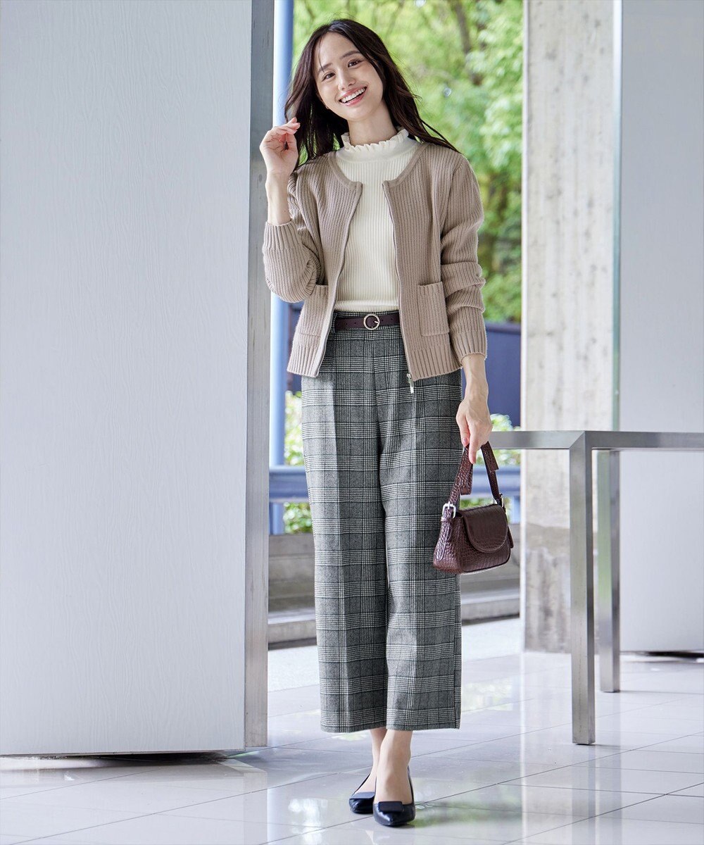 Tiaclasse L 【洗える】ダブルジップリブ編みカーディガン 