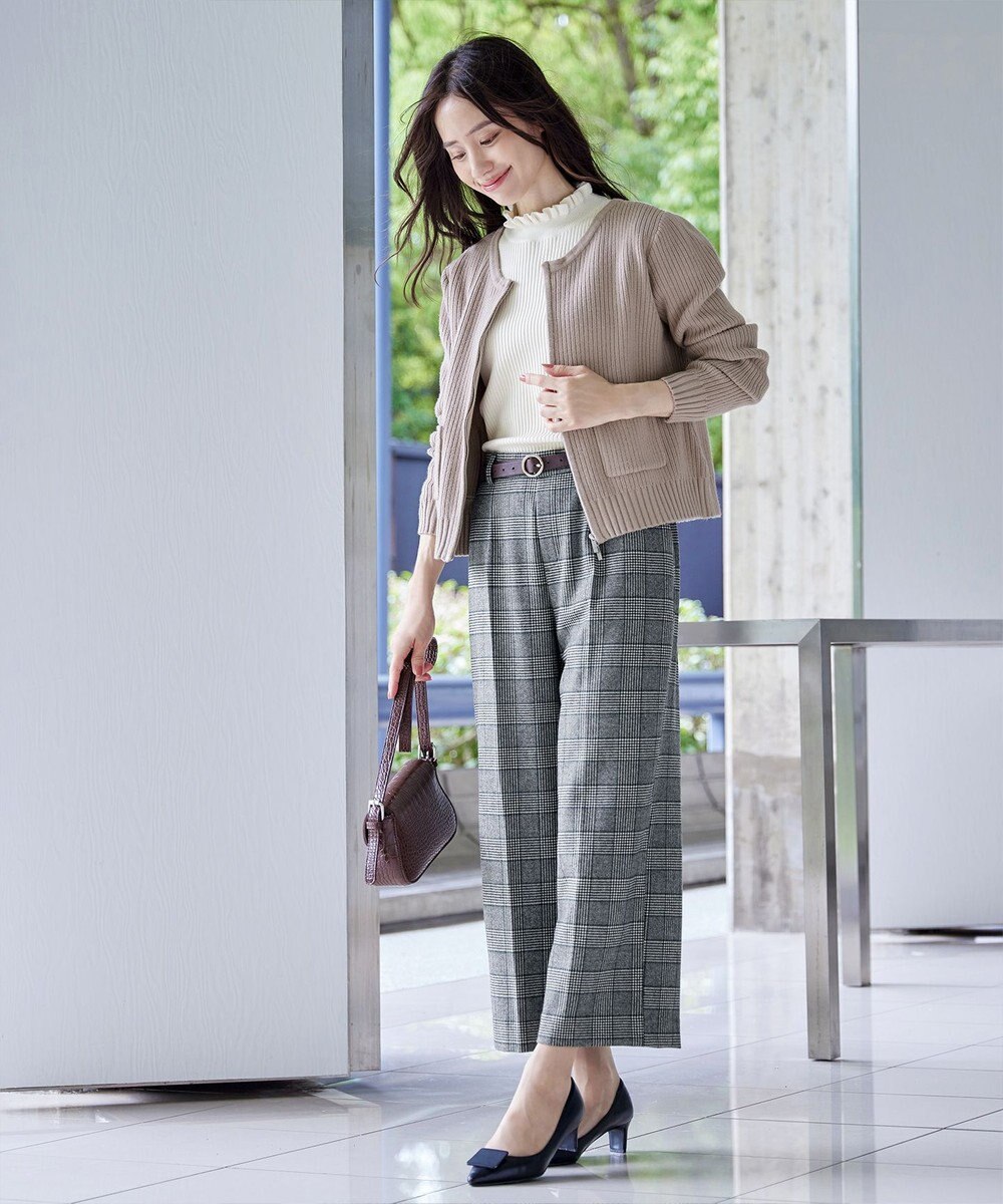 Tiaclasse L 【洗える】ダブルジップリブ編みカーディガン 