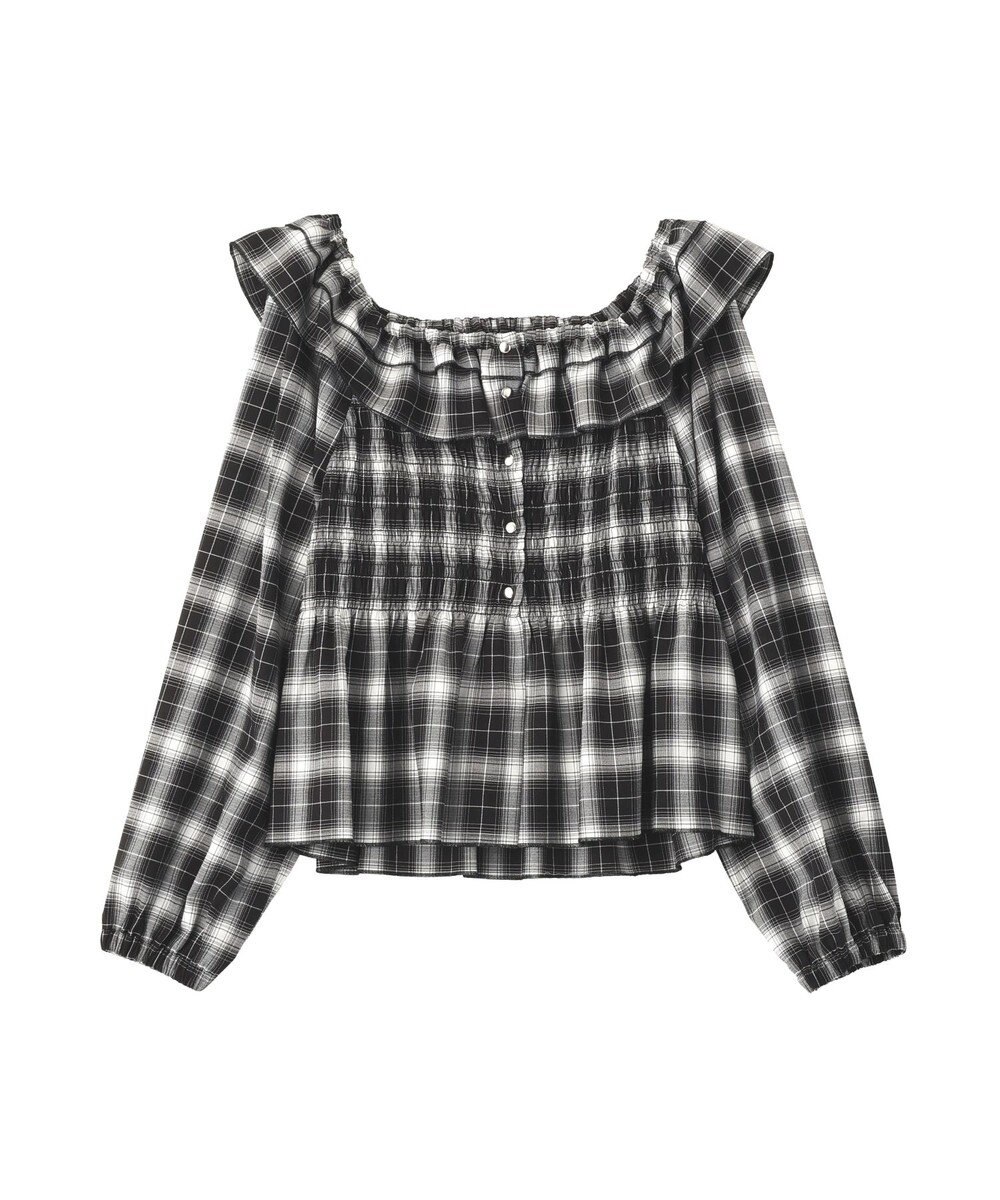 earth music&ecology 【予約】チェックシャーリングブラウス 