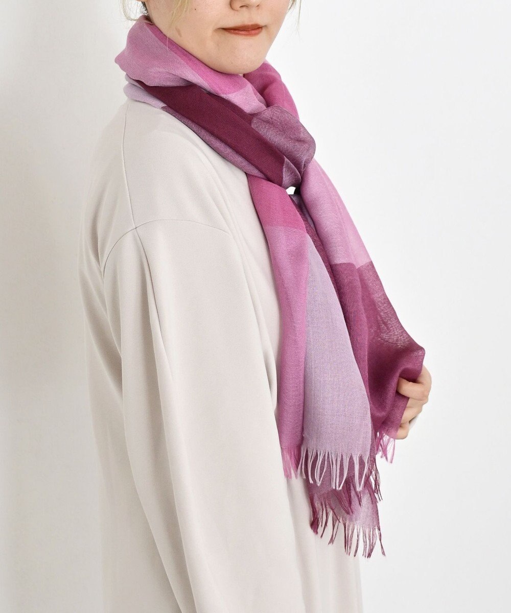 muto ブロックチェック シルクカシミヤストール 