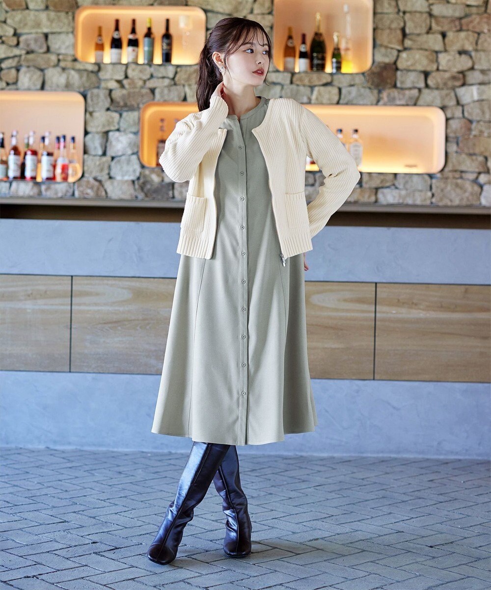 Tiaclasse L 【洗える】ダブルジップリブ編みカーディガン 