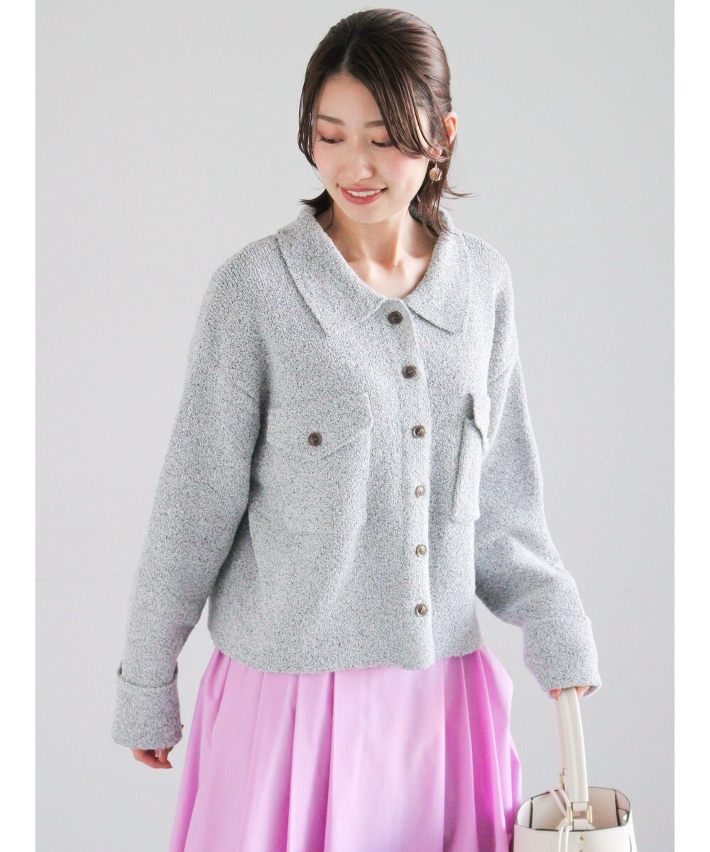 Te chichi メランジ衿ニットジャケット 