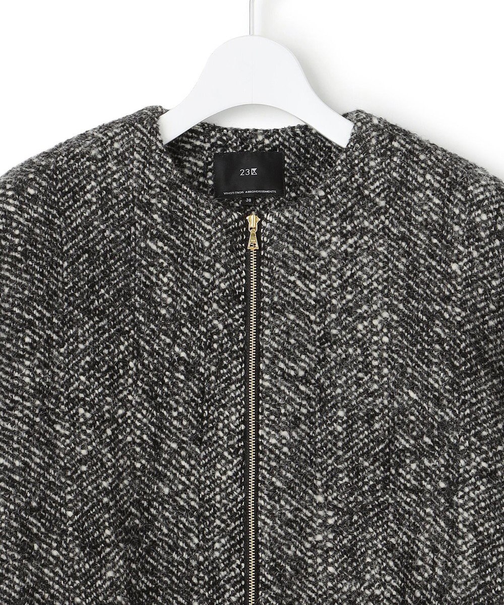 23区 S 【STORY11月掲載】BALLI ヘリンボーンツイード ノーカラー ブルゾン 