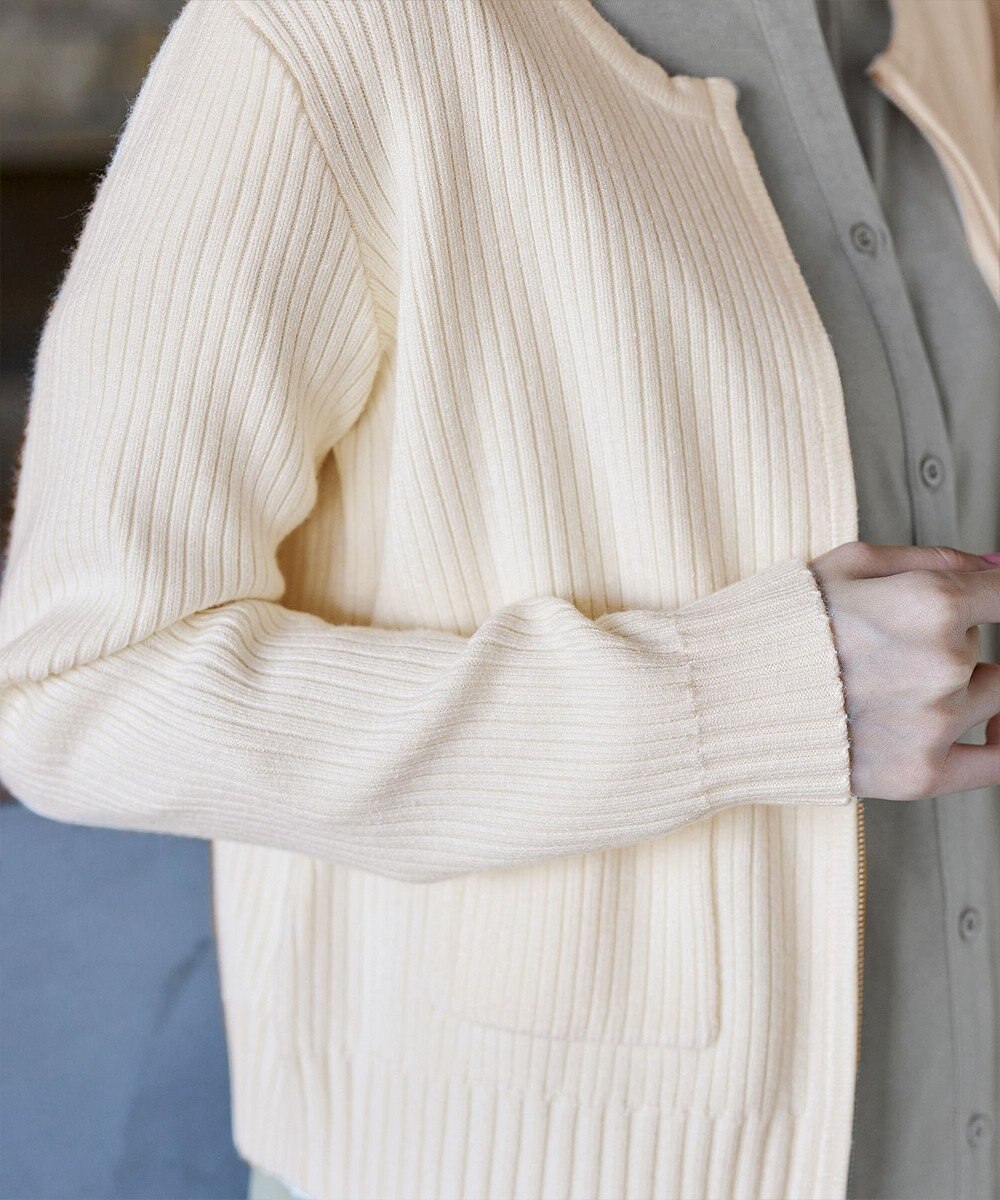 Tiaclasse 【洗える】ダブルジップリブ編みカーディガン 