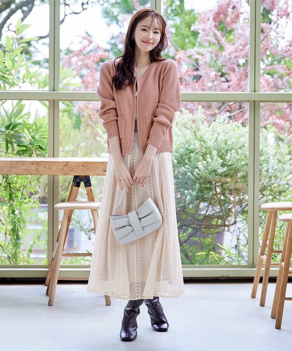 Tiaclasse L 【洗える】ダブルジップリブ編みカーディガン 