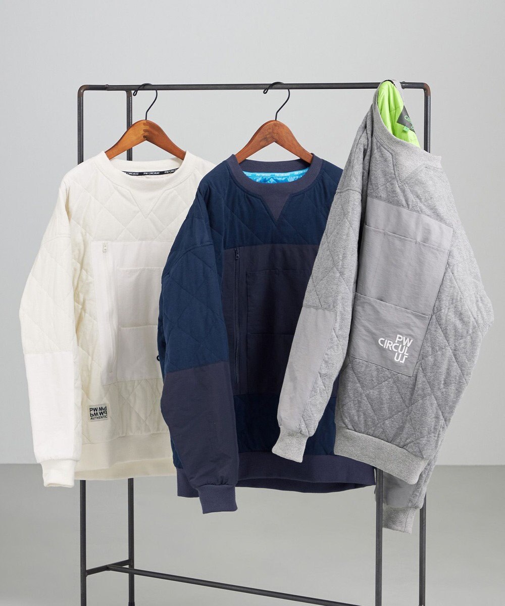 PW CIRCULUS 【裏地付き/防寒】【MEN】キルティングスエットプルオーバー 