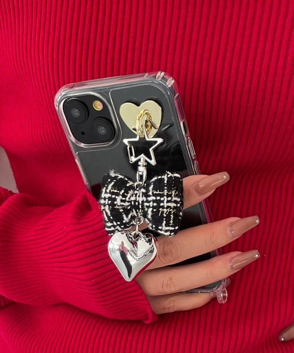 WEGO ツイードリボンハートキーホルダー 